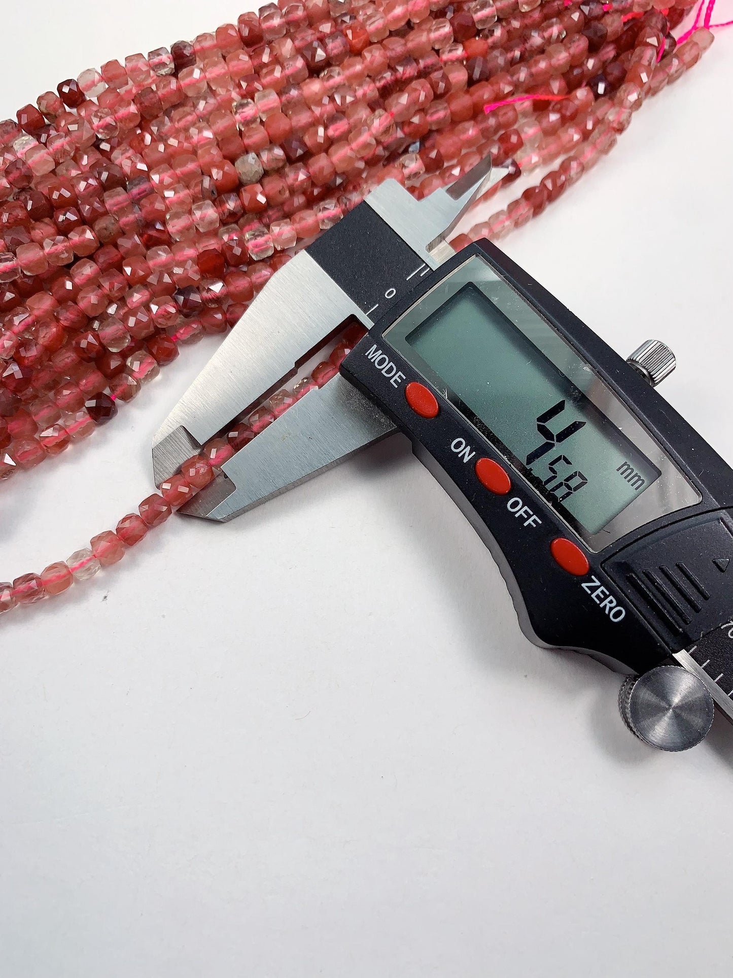 4.5mm + Genuine Natural Red Lazasine Andesine Labradorite Faceted Cube Square Beads 15.5" Strand