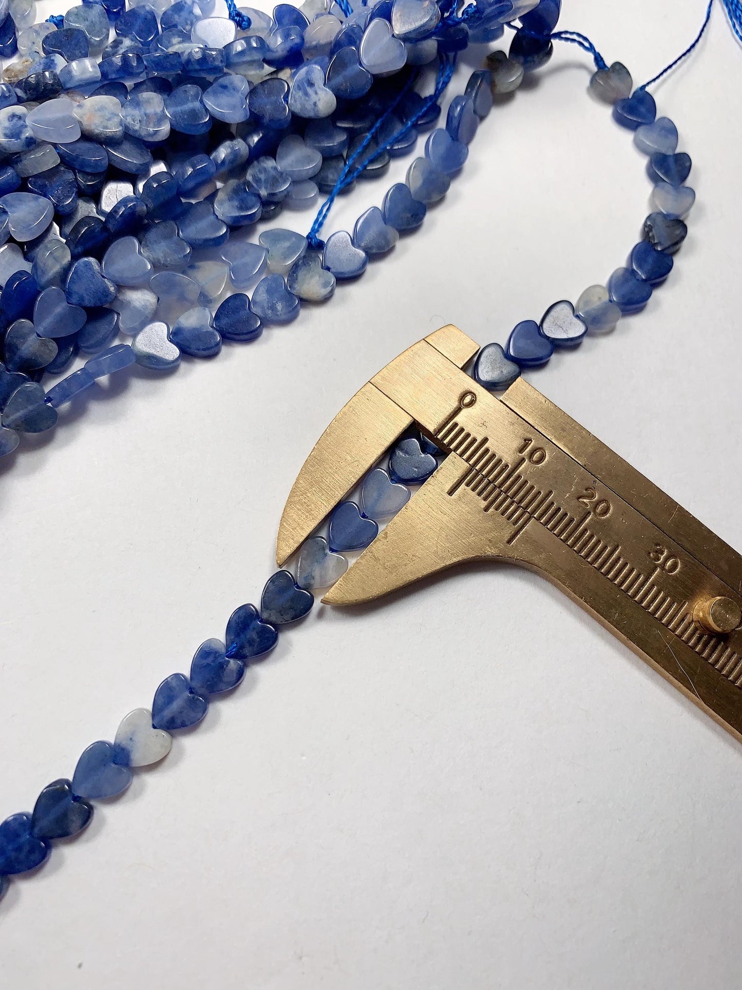 6mm Natural Blue Sodalite Heart Shape Beads 15" Strand