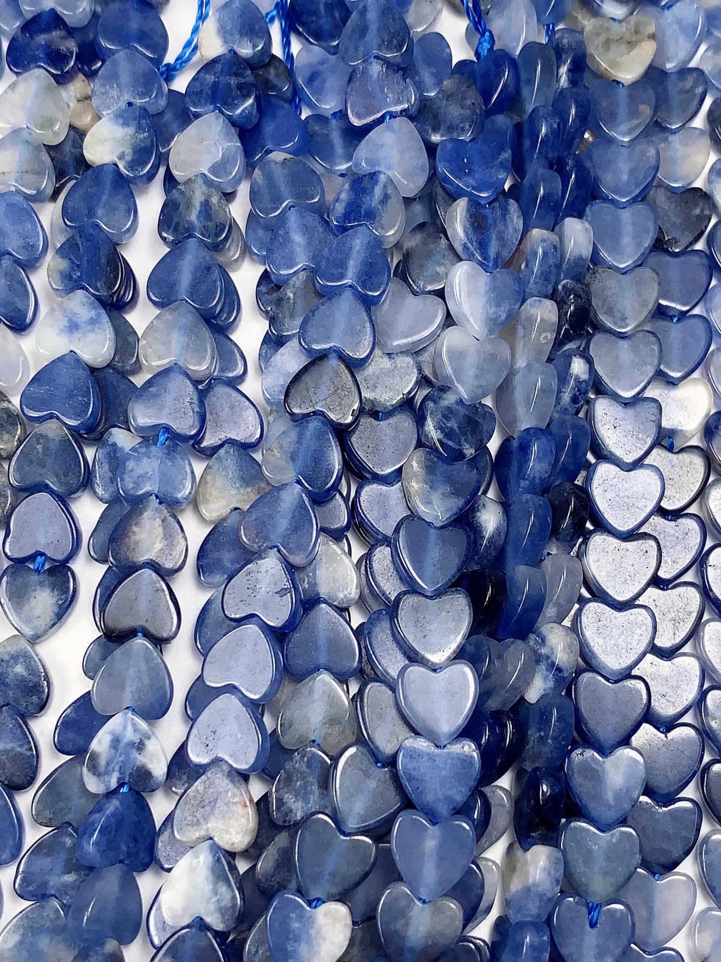 6mm Natural Blue Sodalite Heart Shape Beads 15" Strand