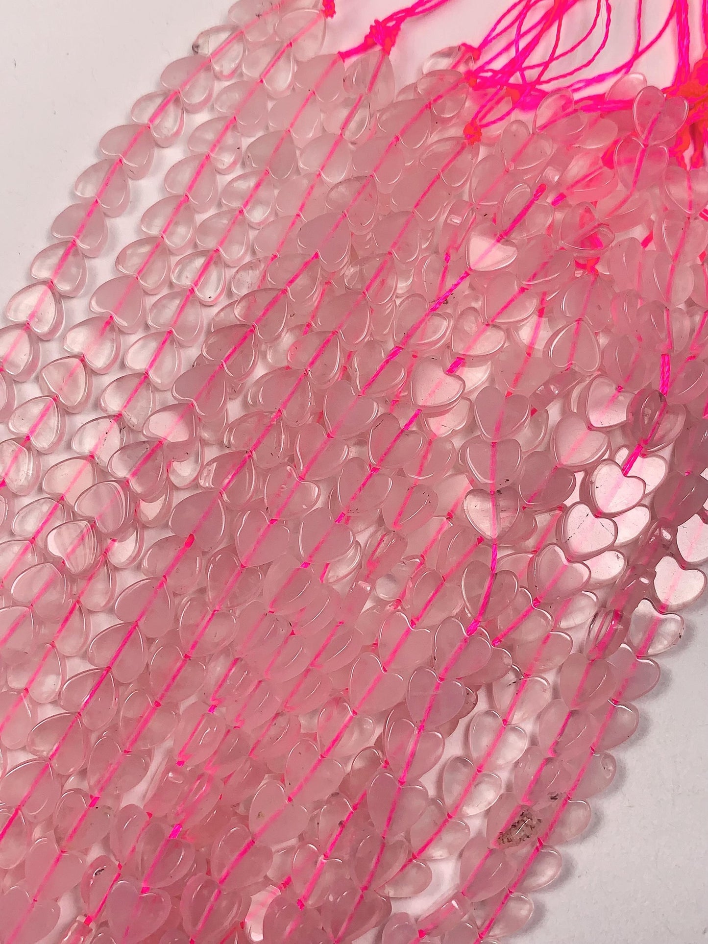 6mm Natural Rose Quartz Heart Shape Beads 15" Strand