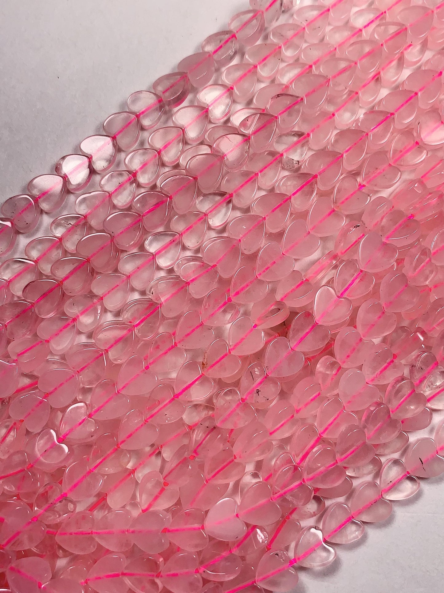 6mm Natural Rose Quartz Heart Shape Beads 15" Strand