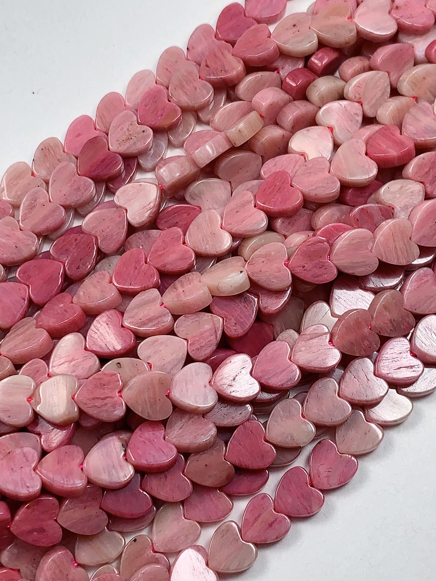 6mm Natural Pink Red Rhodonite Heart Shape Beads 15" Strand