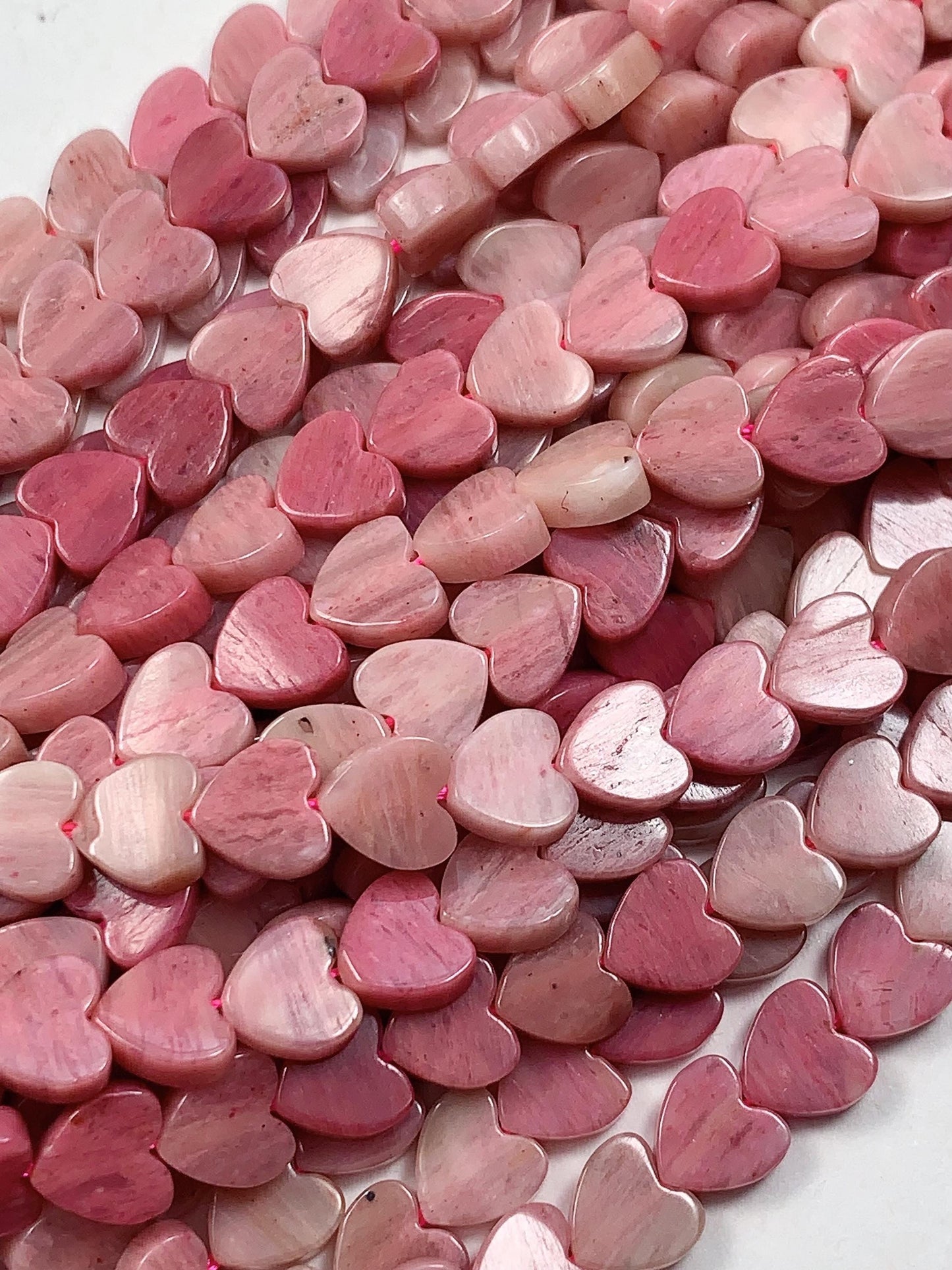 6mm Natural Pink Red Rhodonite Heart Shape Beads 15" Strand