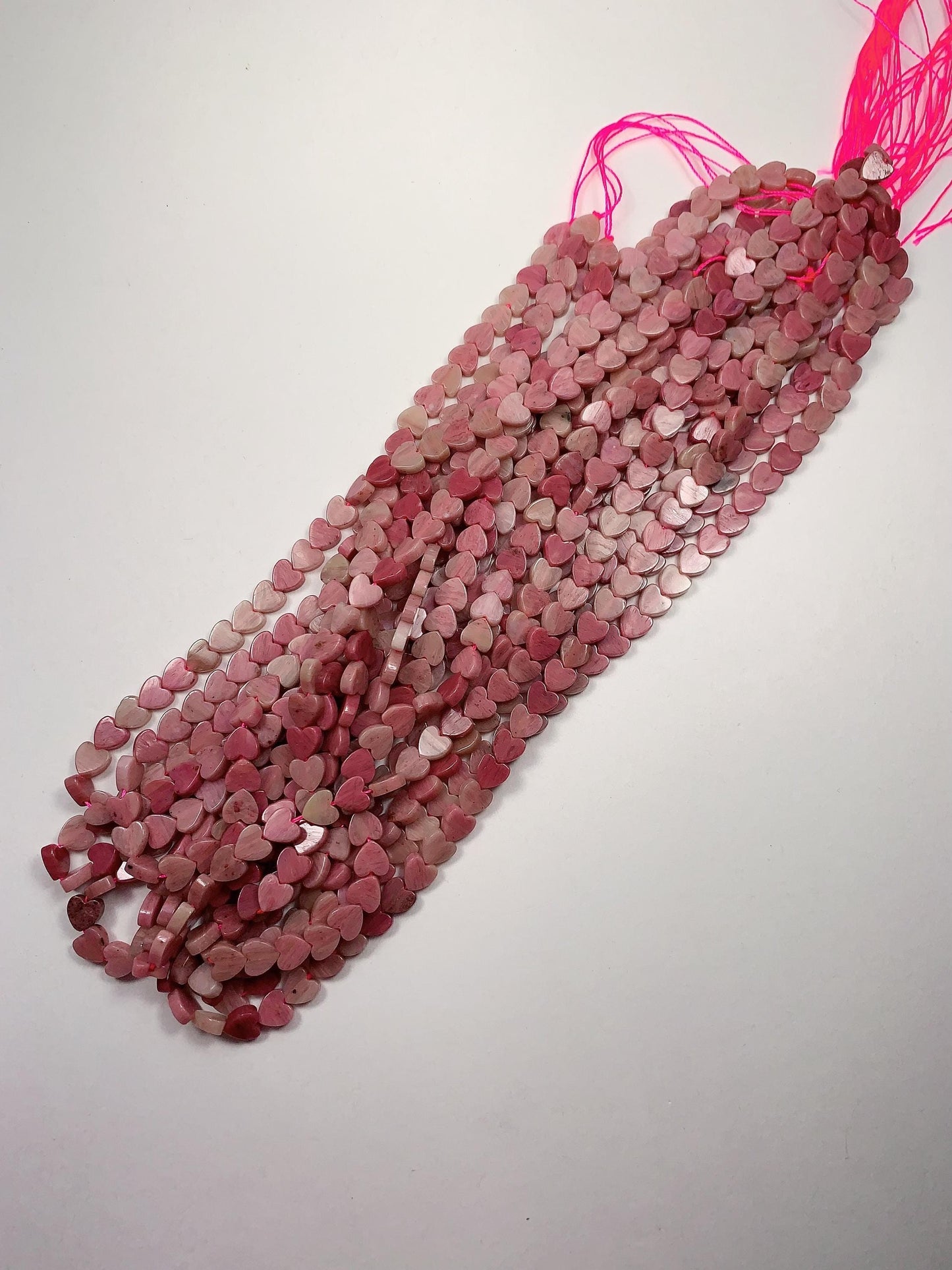 6mm Natural Pink Red Rhodonite Heart Shape Beads 15" Strand