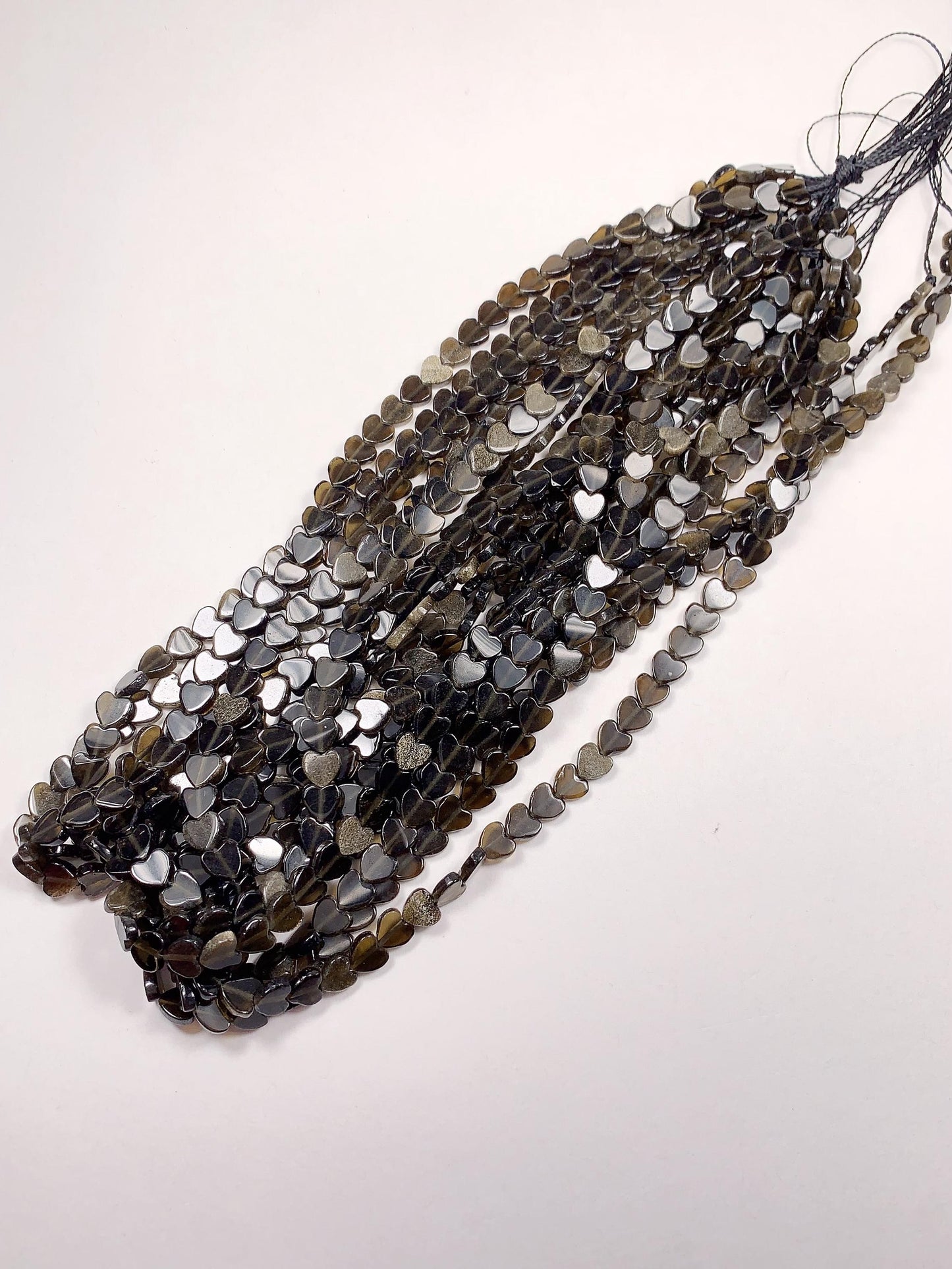 6mm Natural Gold Golden Obsidian Heart Shape Beads 15" Strand