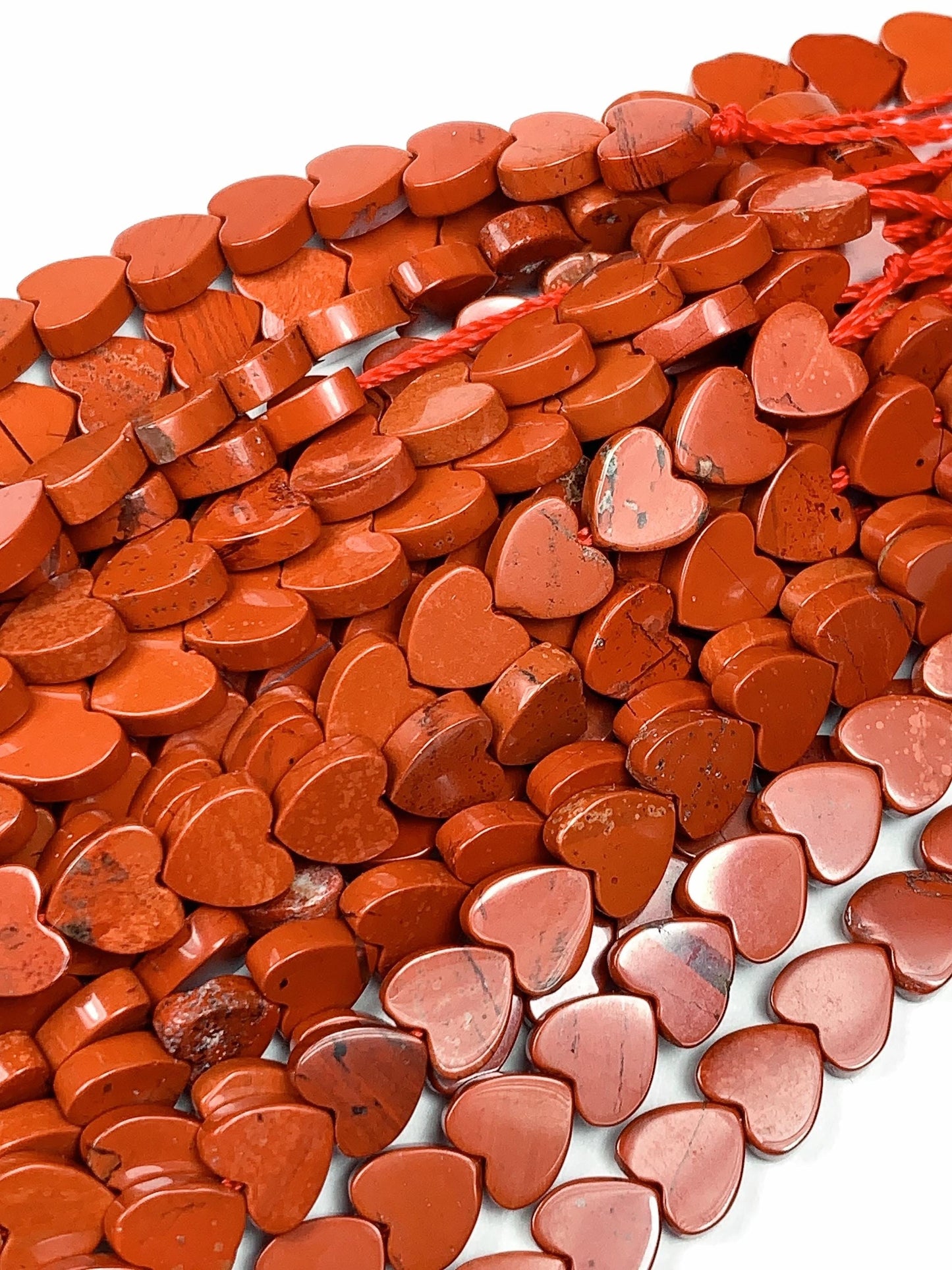 6mm Natural Red Jasper  Heart Shape Beads 15" Strand