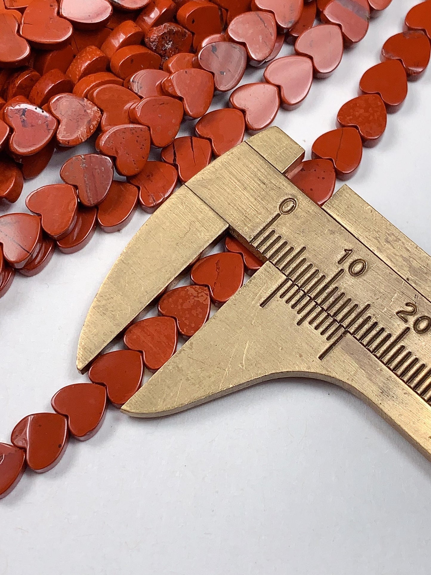 6mm Natural Red Jasper  Heart Shape Beads 15" Strand