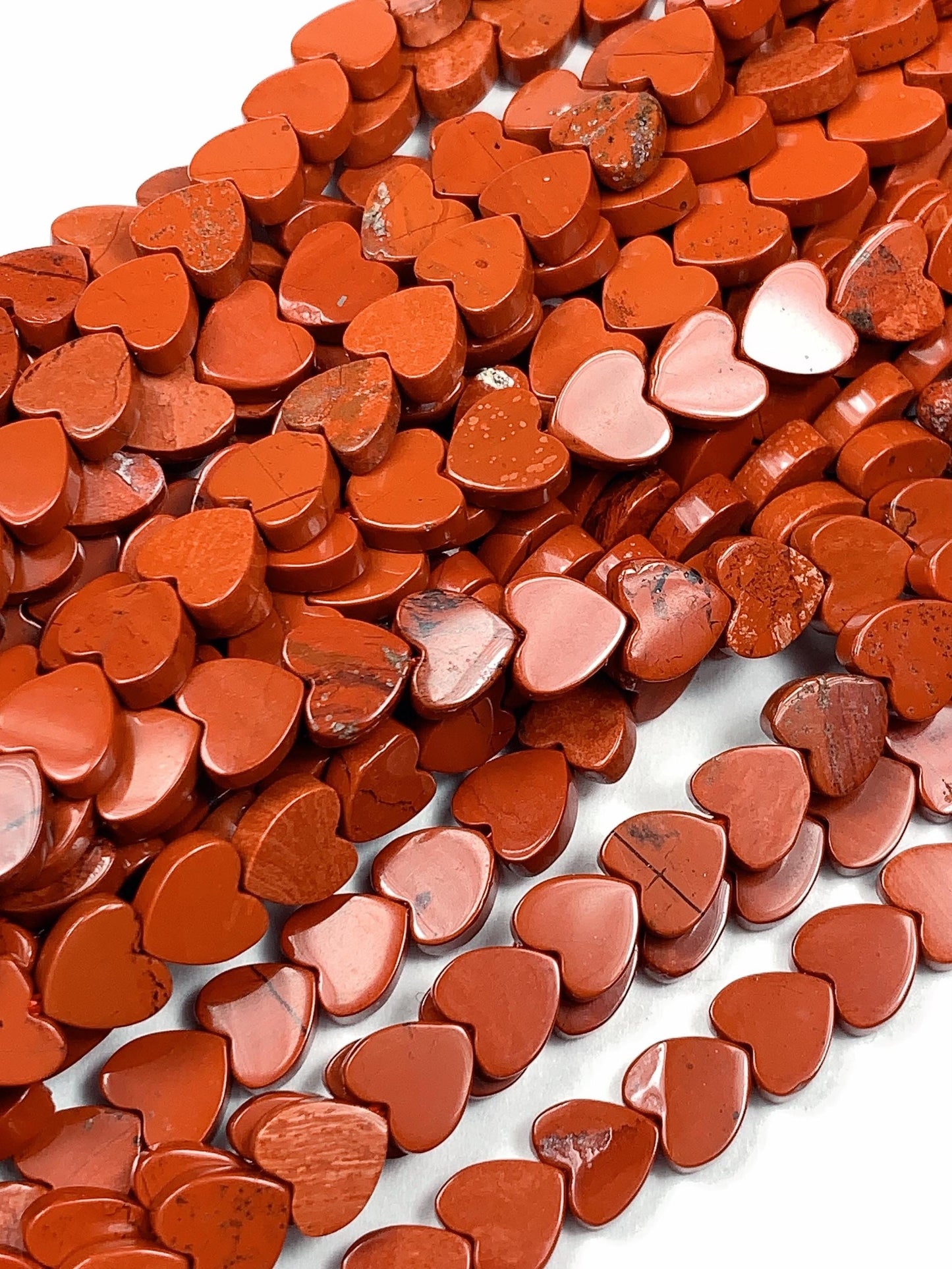 6mm Natural Red Jasper  Heart Shape Beads 15" Strand