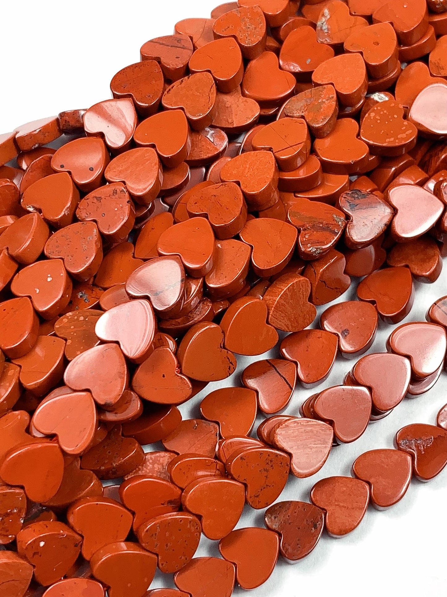 6mm Natural Red Jasper  Heart Shape Beads 15" Strand