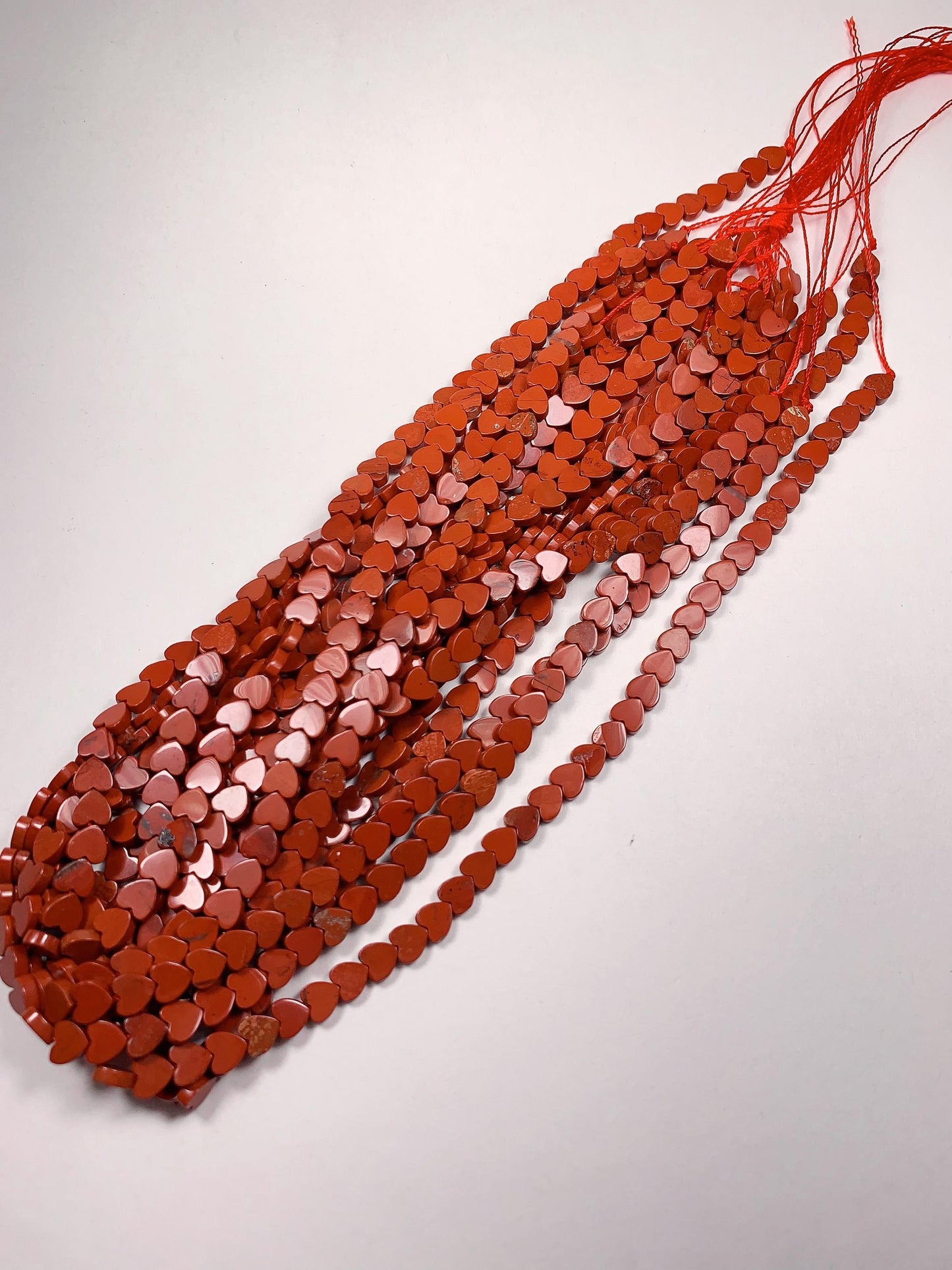 6mm Natural Red Jasper  Heart Shape Beads 15" Strand