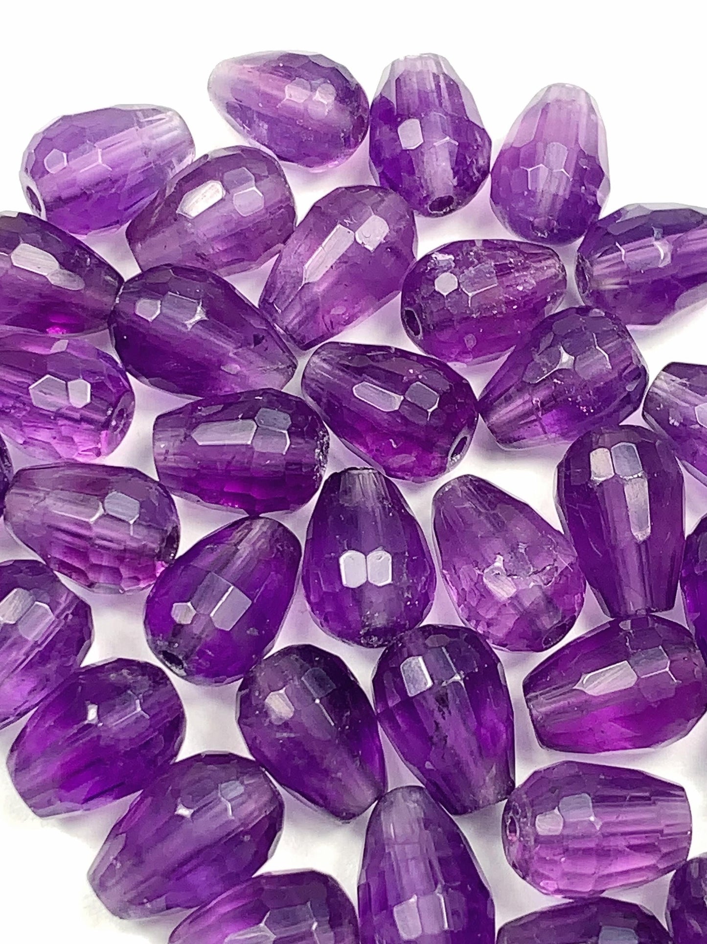 7x9mm Good Detail Carved  Natural Purple Amethyst Faceted Drop beads Loose Gems Gemstone