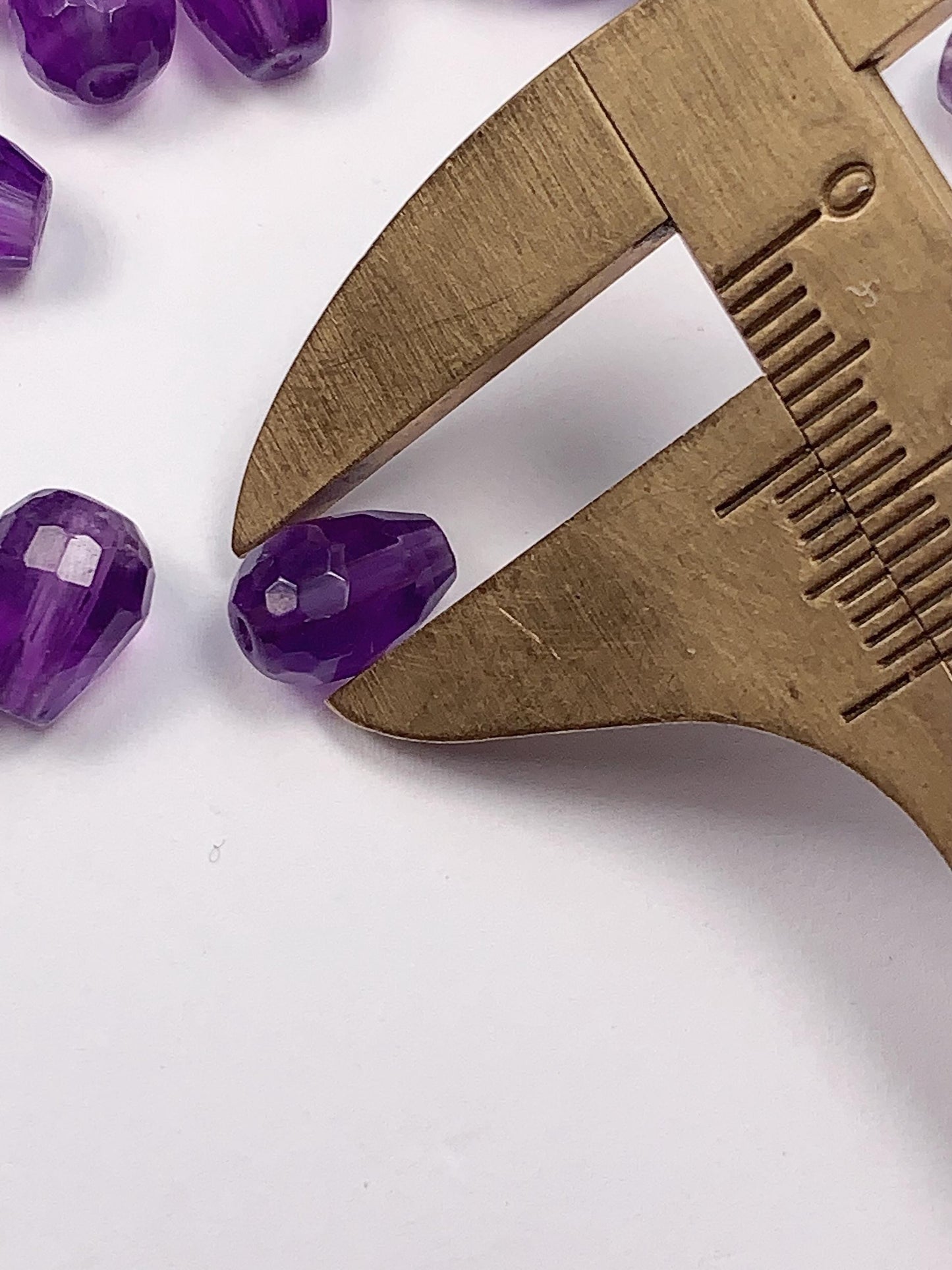 7x9mm Good Detail Carved  Natural Purple Amethyst Faceted Drop beads Loose Gems Gemstone