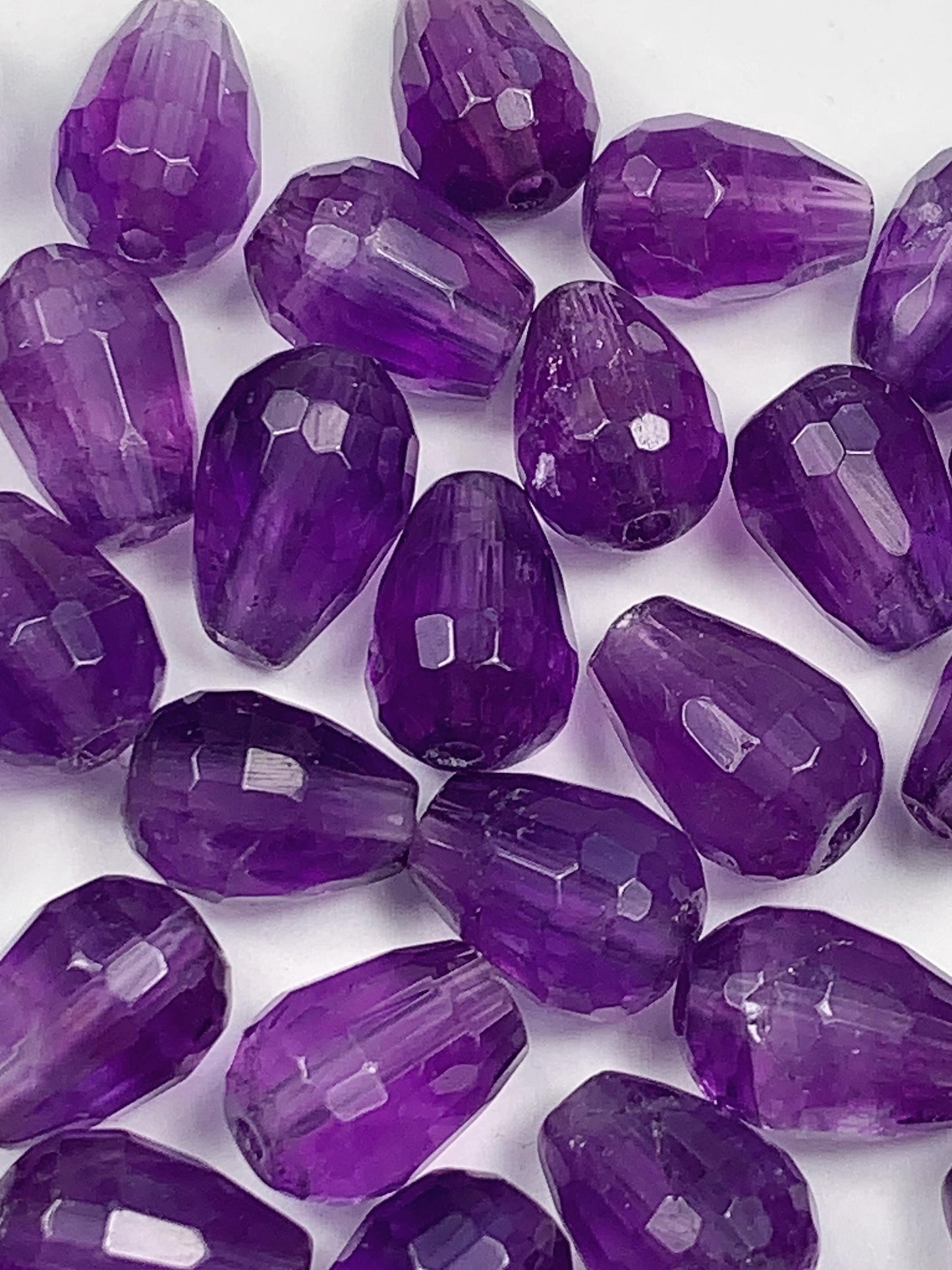 7x9mm Good Detail Carved  Natural Purple Amethyst Faceted Drop beads Loose Gems Gemstone