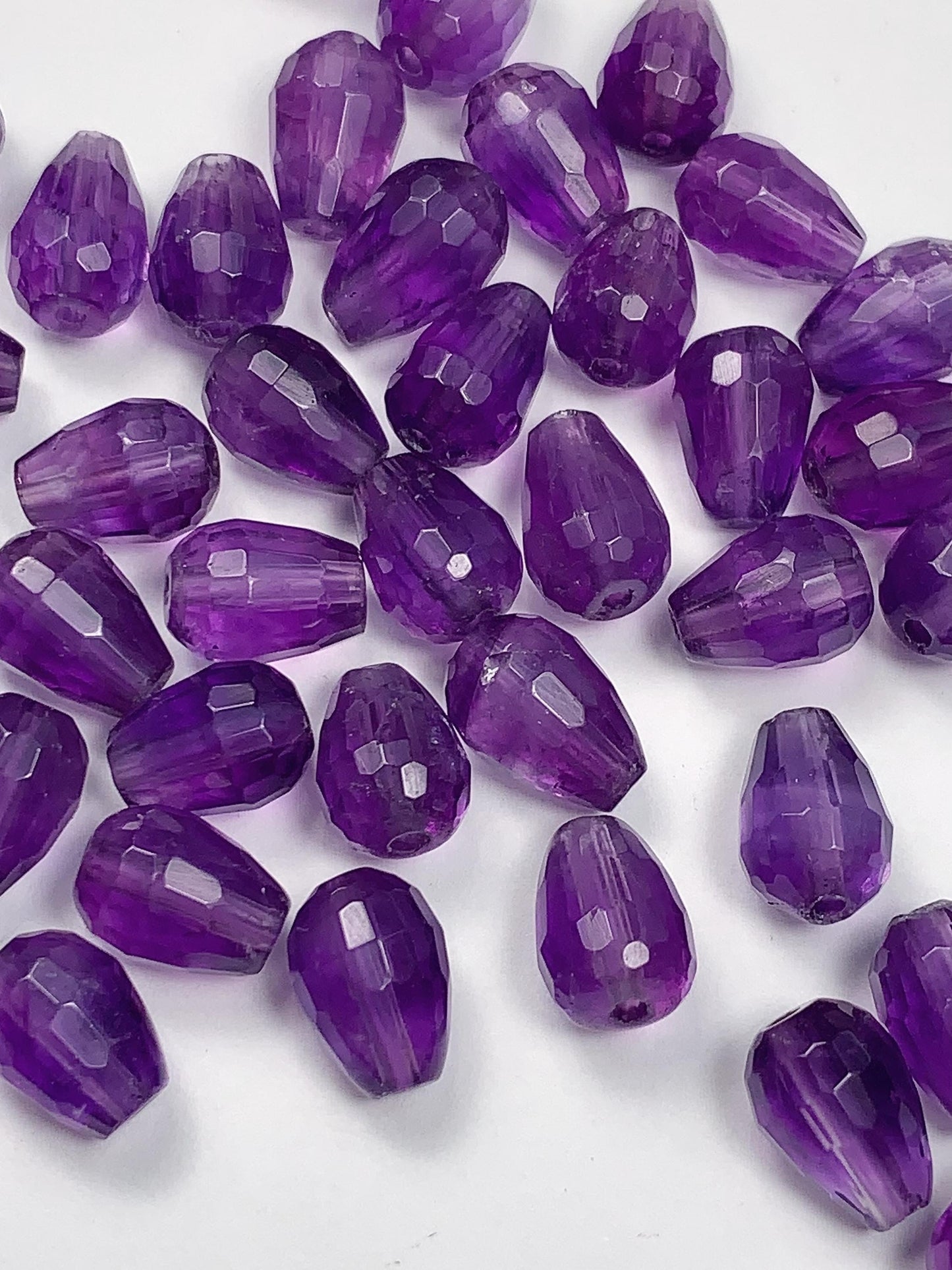 7x9mm Good Detail Carved  Natural Purple Amethyst Faceted Drop beads Loose Gems Gemstone