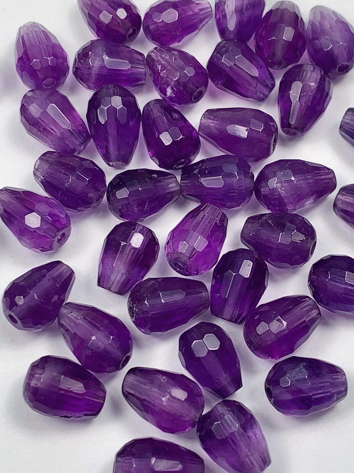 7x9mm Good Detail Carved  Natural Purple Amethyst Faceted Drop beads Loose Gems Gemstone