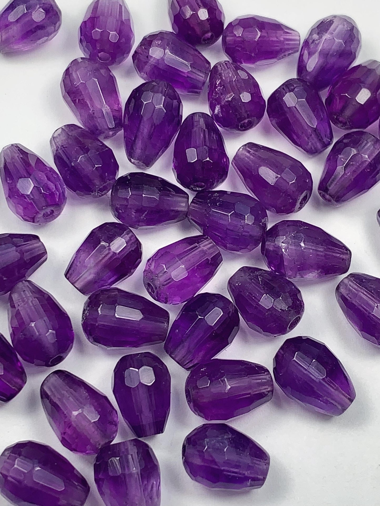 7x9mm Good Detail Carved  Natural Purple Amethyst Faceted Drop beads Loose Gems Gemstone