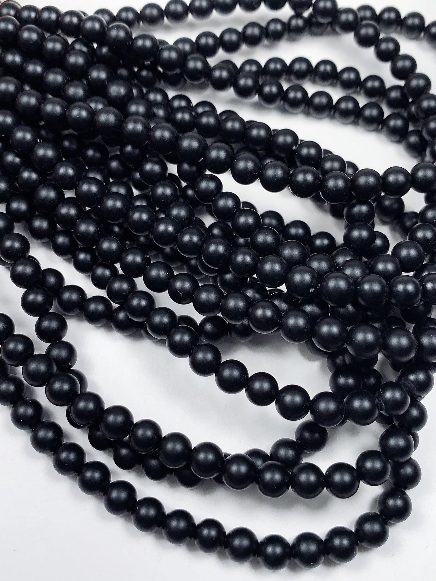 AAA Natural Black Tourmaline Smooth Round Beads 15.5" Strand Gemstone