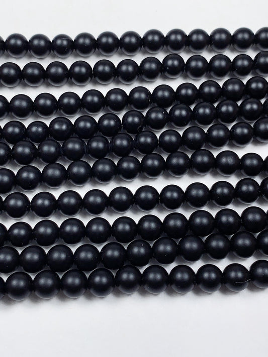 AAA Natural Black Tourmaline Smooth Round Beads 15.5" Strand Gemstone