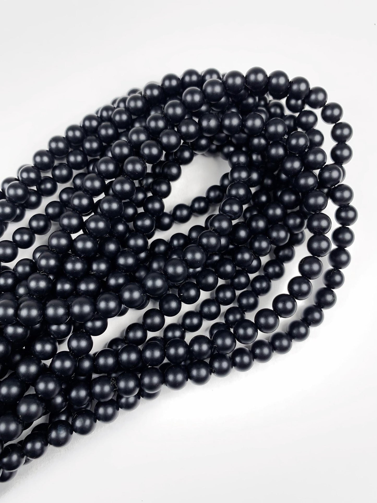 AAA Natural Black Tourmaline Smooth Round Beads 15.5" Strand Gemstone