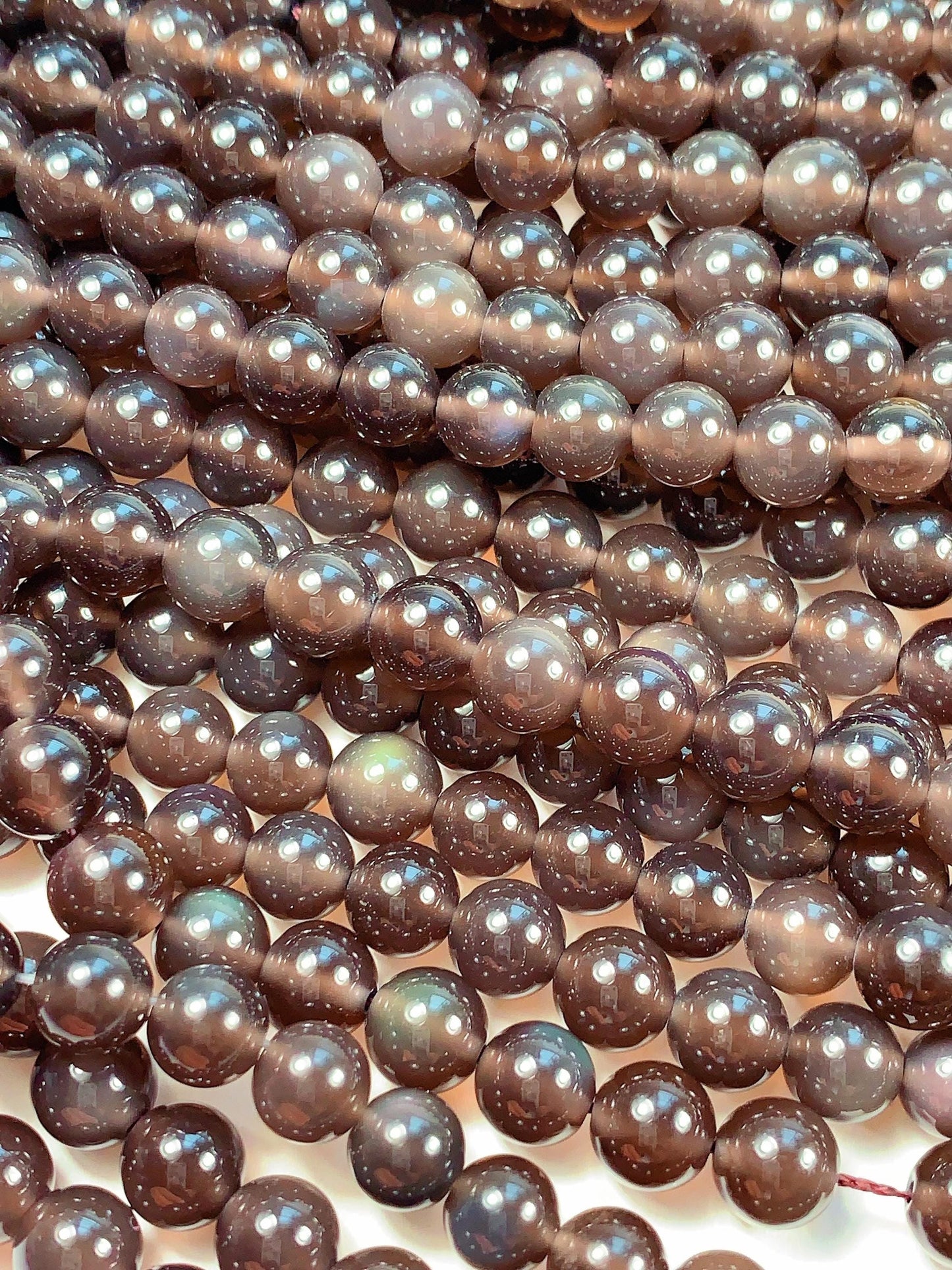 AAA Smoky Ice Obsidian Beads: 15.5" Strand, Natural Gemstone