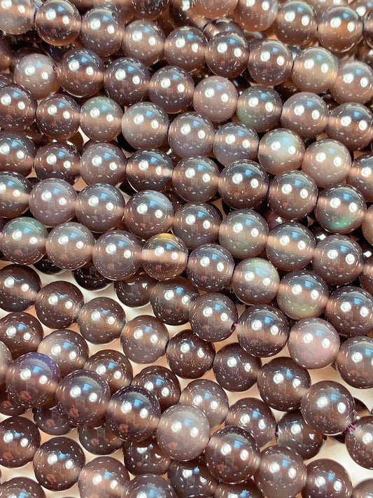 AAA Smoky Ice Obsidian Beads: 15.5" Strand, Natural Gemstone