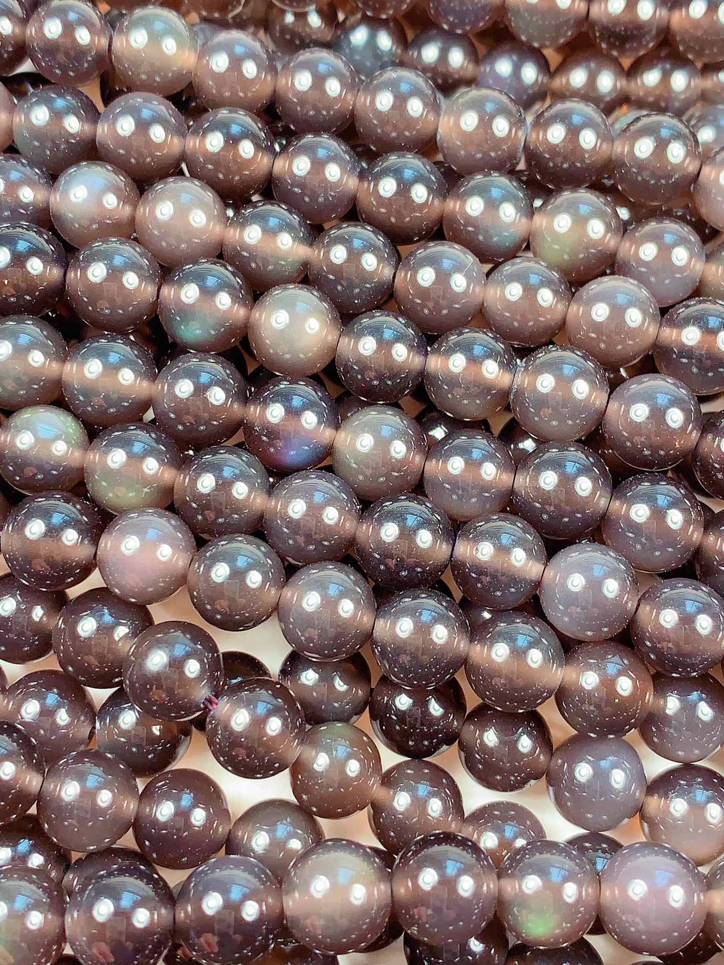 AAA Smoky Ice Obsidian Beads: 15.5" Strand, Natural Gemstone