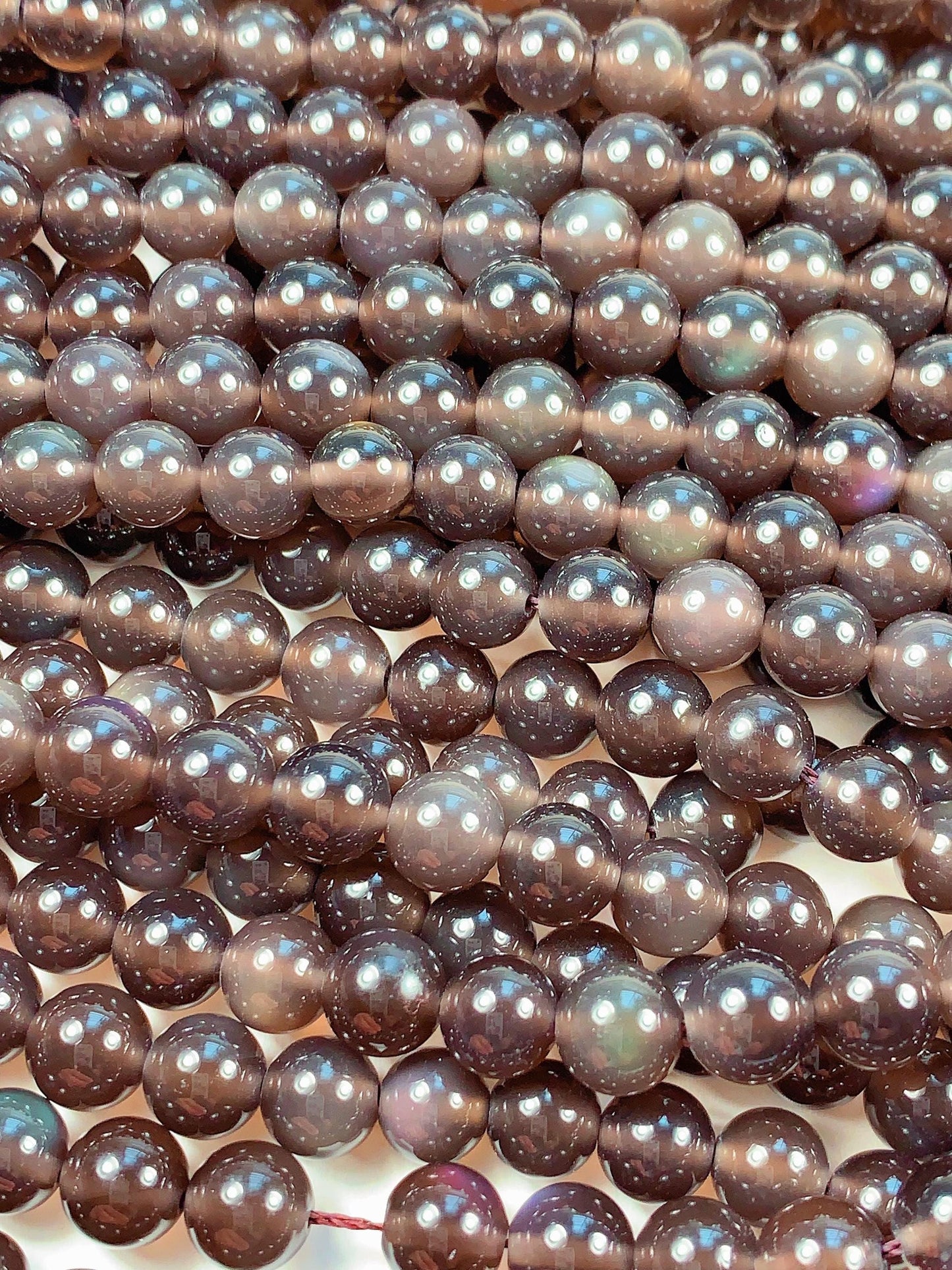 AAA Smoky Ice Obsidian Beads: 15.5" Strand, Natural Gemstone