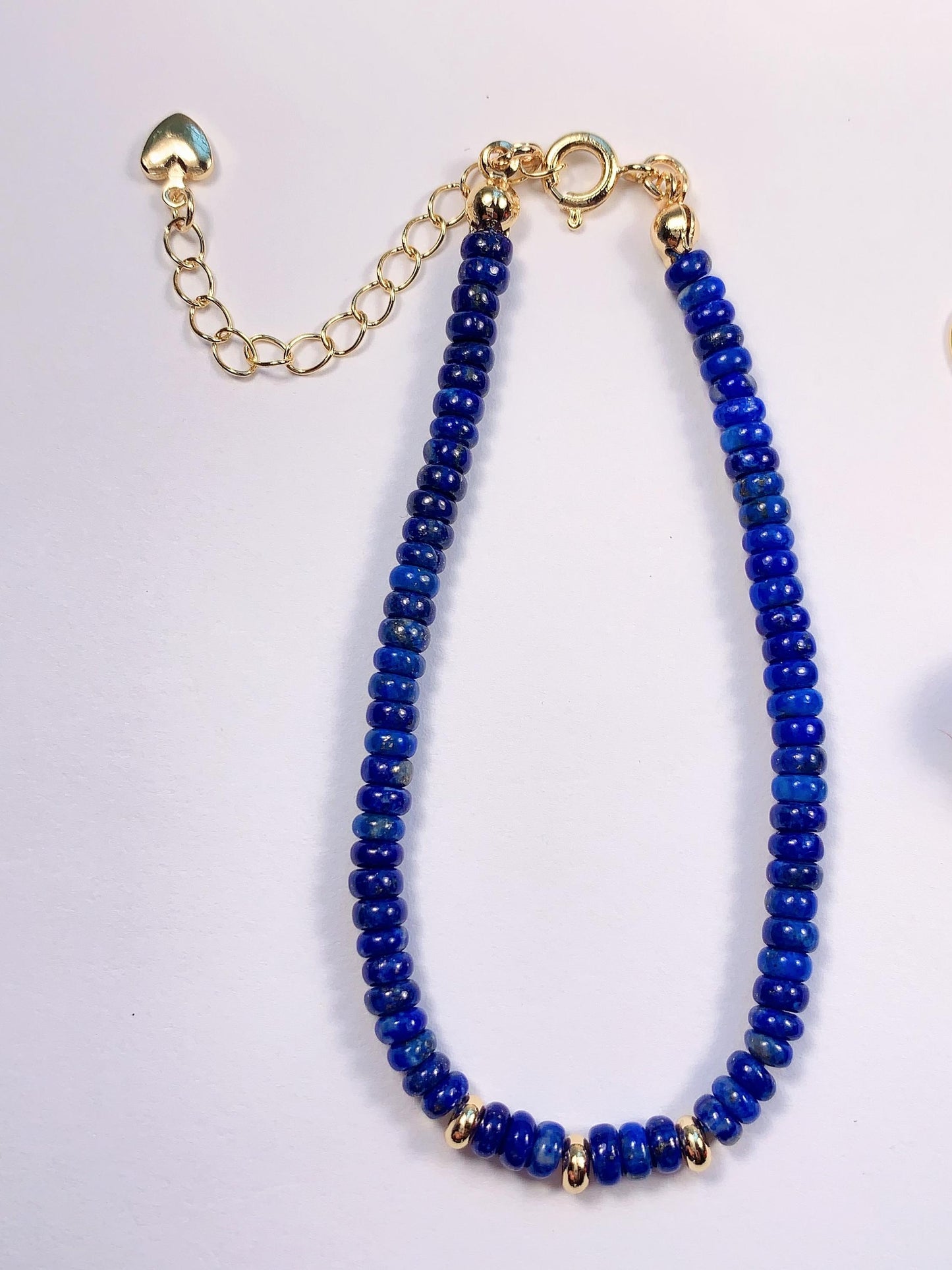 14K Gold Filled Lapis Lazuli Jewelry Set: Bracelet, Earrings, Necklace