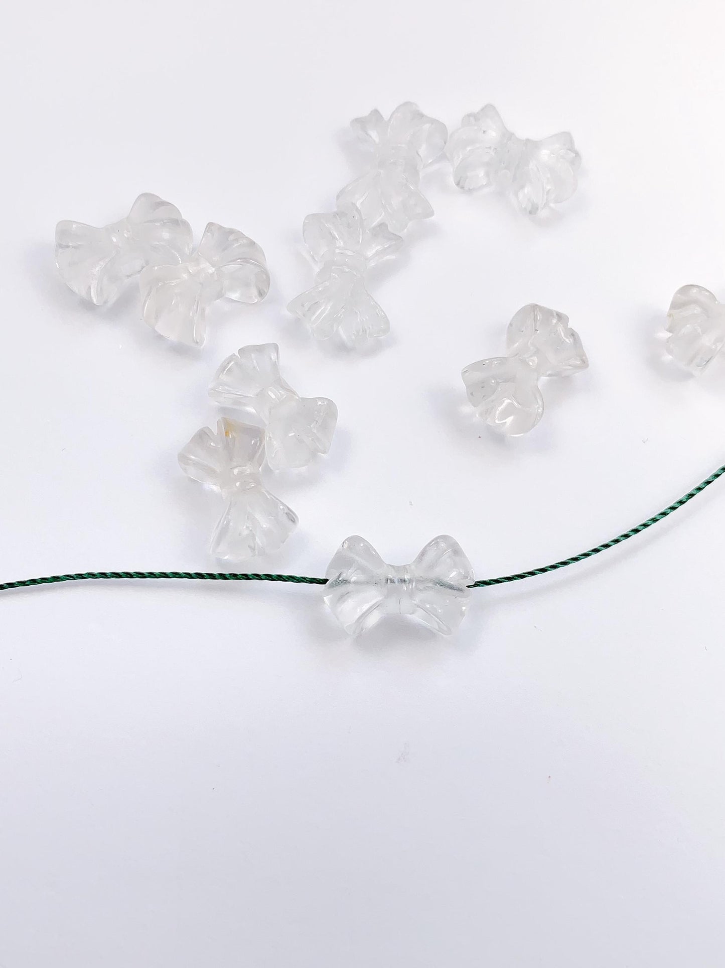 15mm Natural Clear White Quartz Rock Crystal beads Loose Gems Gemstone Bow Cut