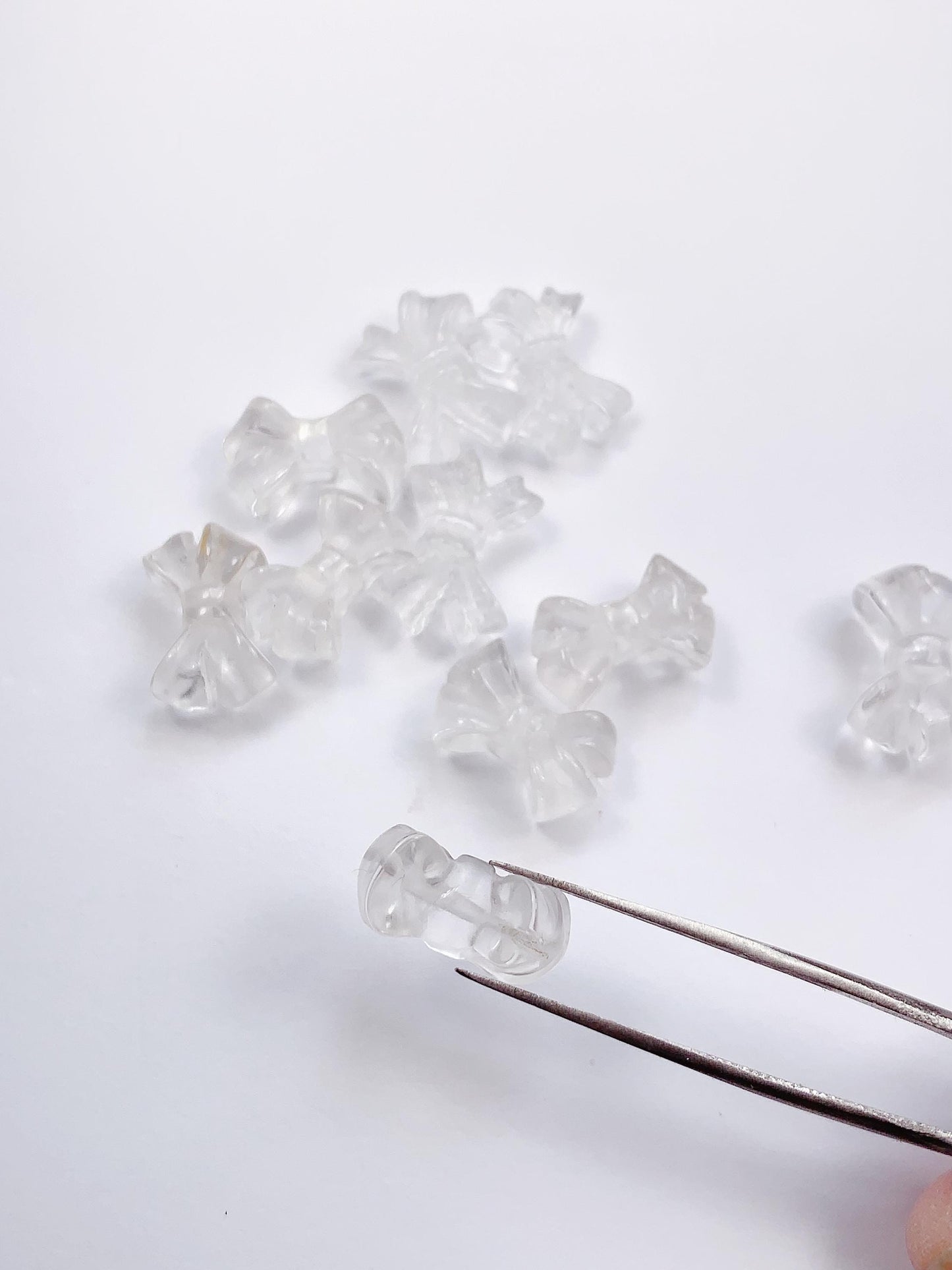 15mm Natural Clear White Quartz Rock Crystal beads Loose Gems Gemstone Bow Cut