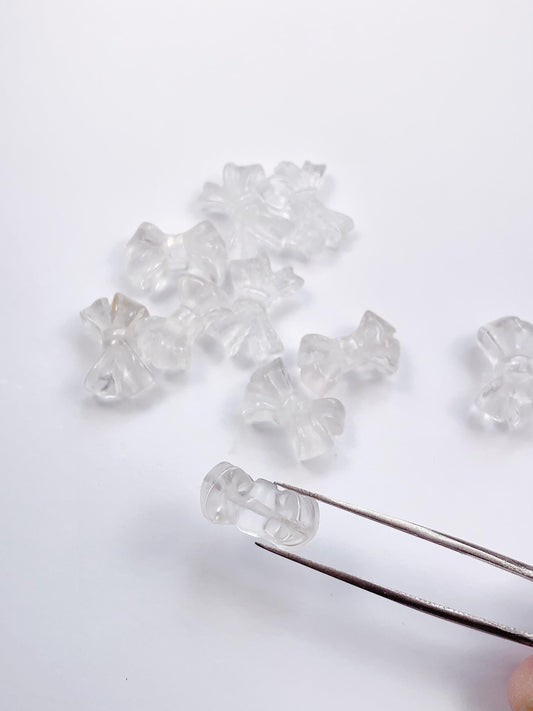 15mm Natural Clear White Quartz Rock Crystal beads Loose Gems Gemstone Bow Cut