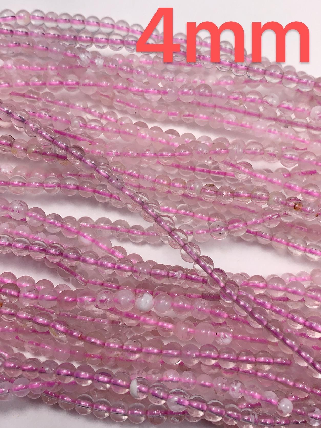 Pink Calcite Quartz Beads: Natural Gemstone Strand (8mm)
