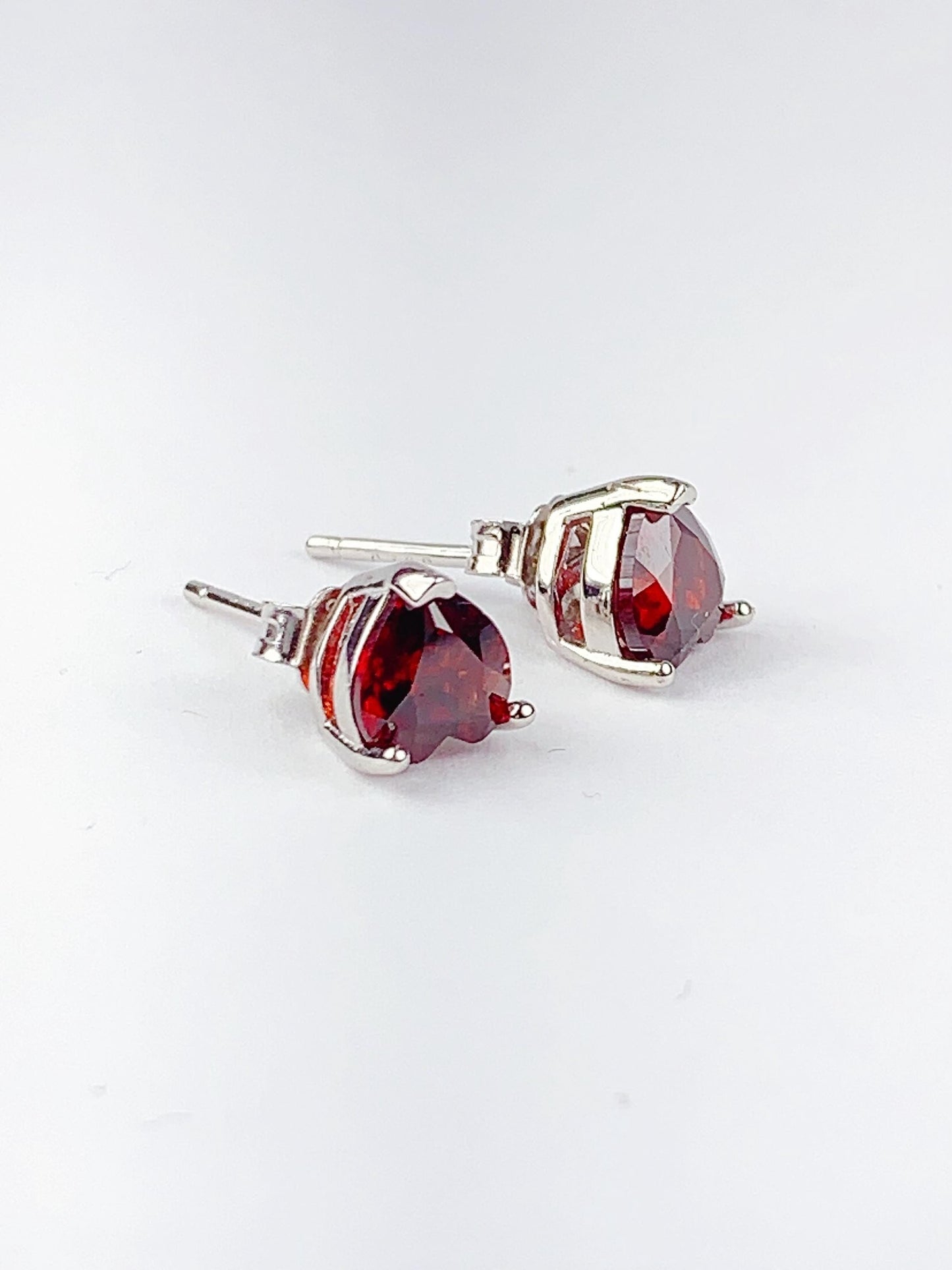 Red Garnet Heart Earrings: 18k Gold Plated Sterling Silver