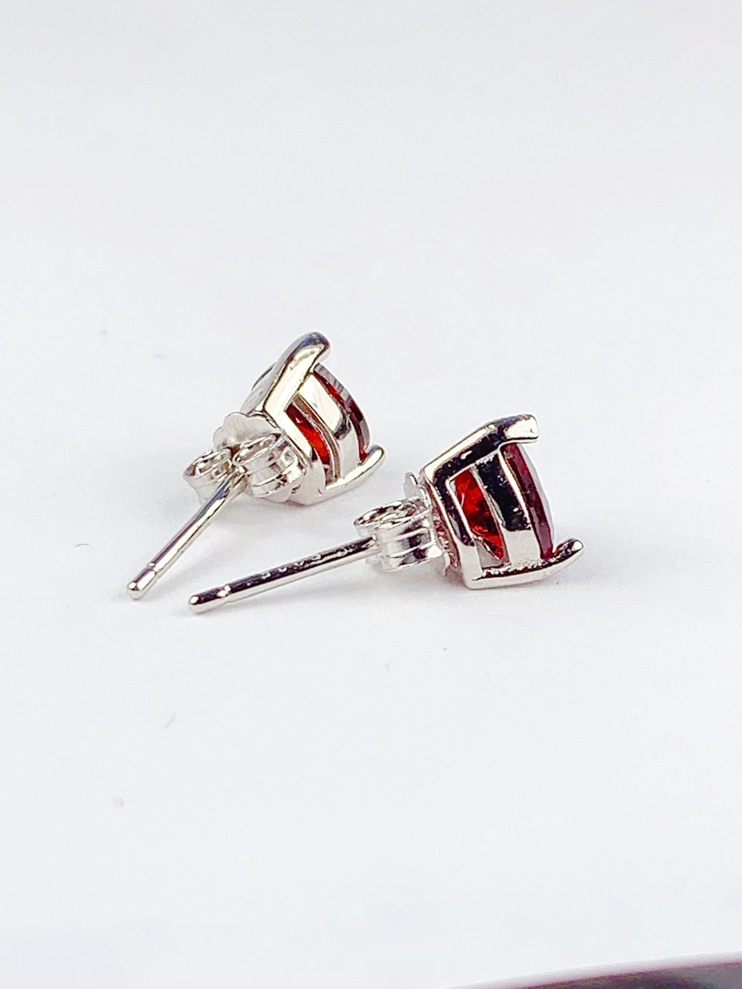 Red Garnet Heart Earrings: 18k Gold Plated Sterling Silver