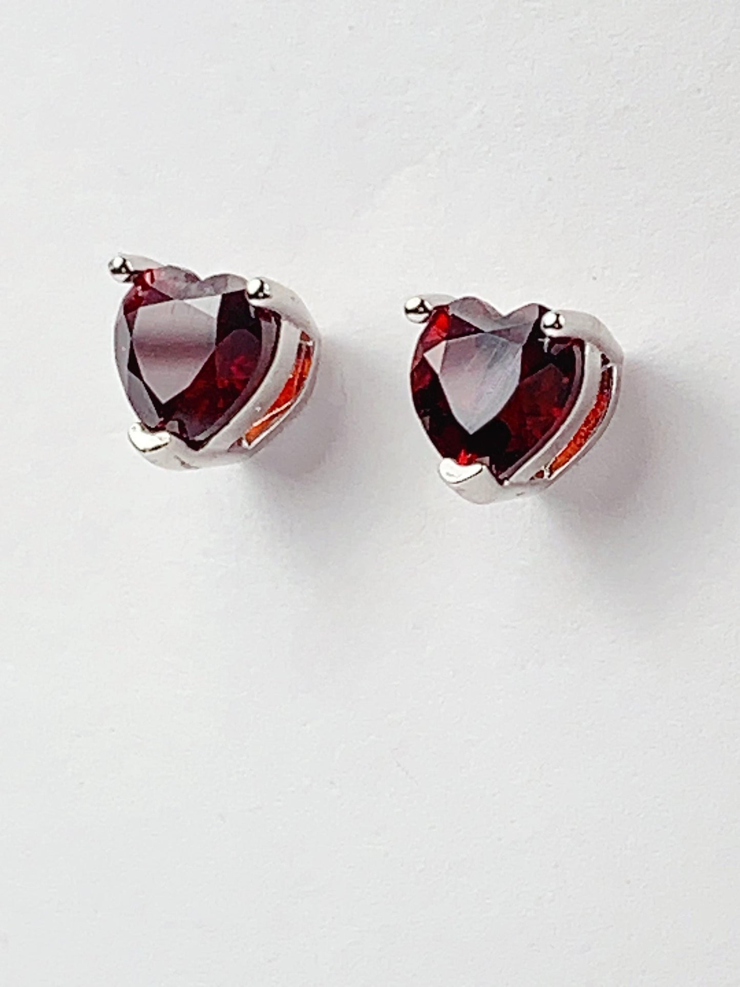 Red Garnet Heart Earrings: 18k Gold Plated Sterling Silver