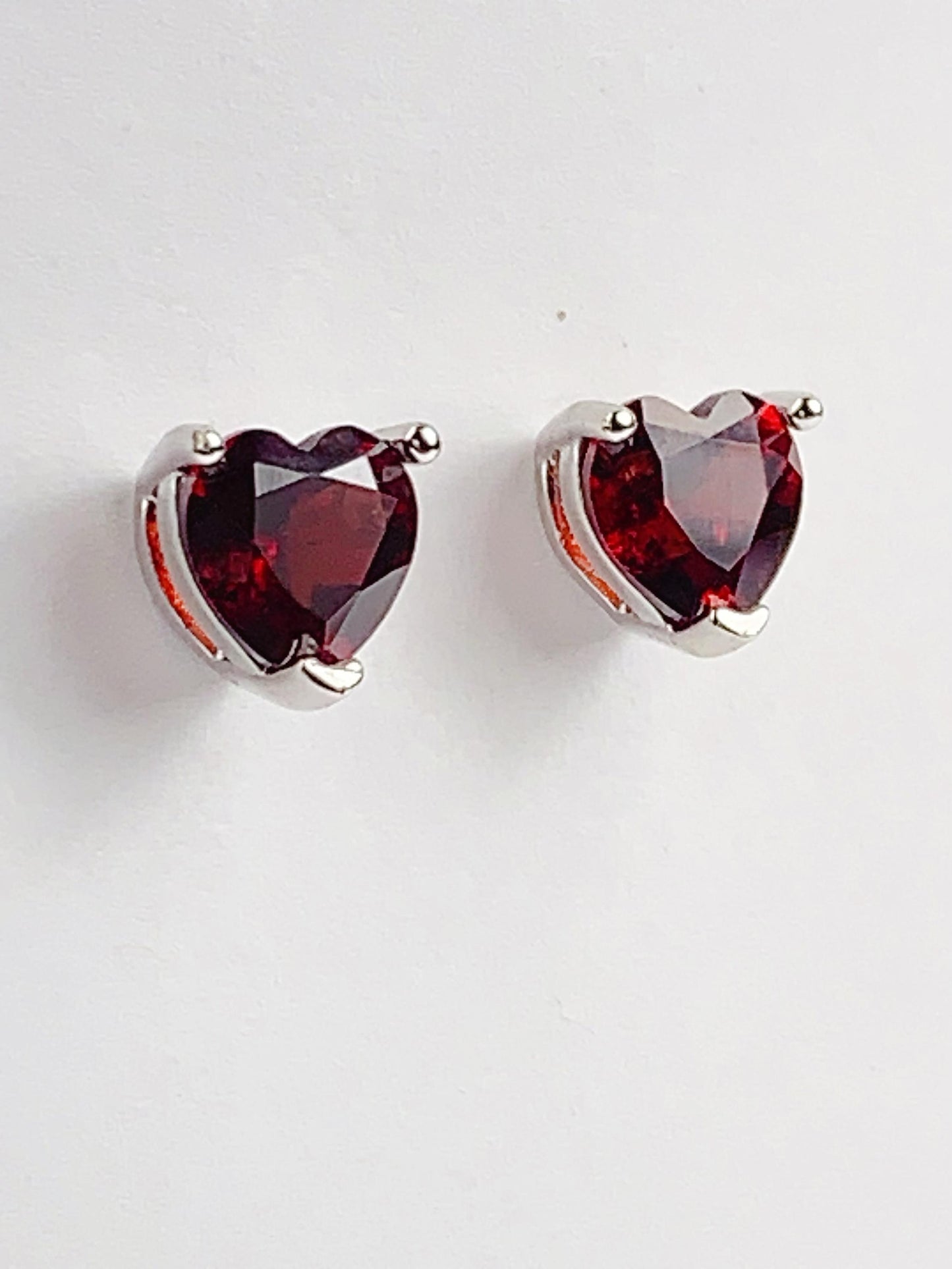 Red Garnet Heart Earrings: 18k Gold Plated Sterling Silver