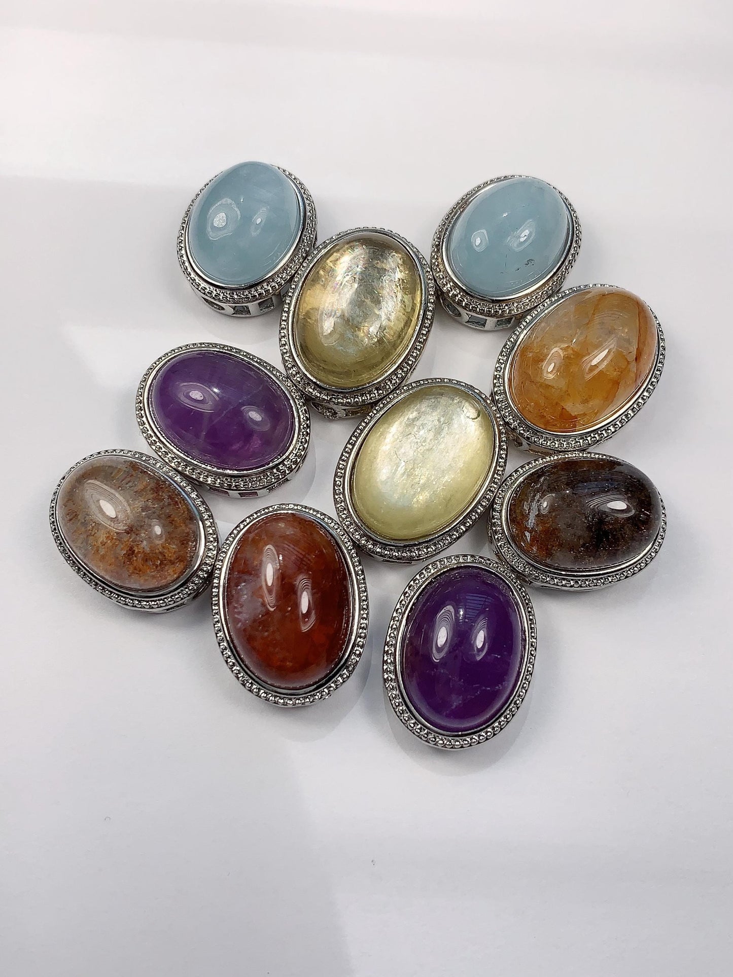 Natural Amethyst Gemstone Bead: Gold Sunstone, Aquamarine, Hematoid Quartz (19-22mm)