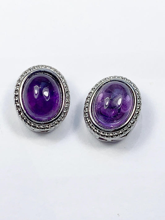 14mm Genuine Natural  purple Amethyst DIY Beads Loose Gems Gemstone oval cut