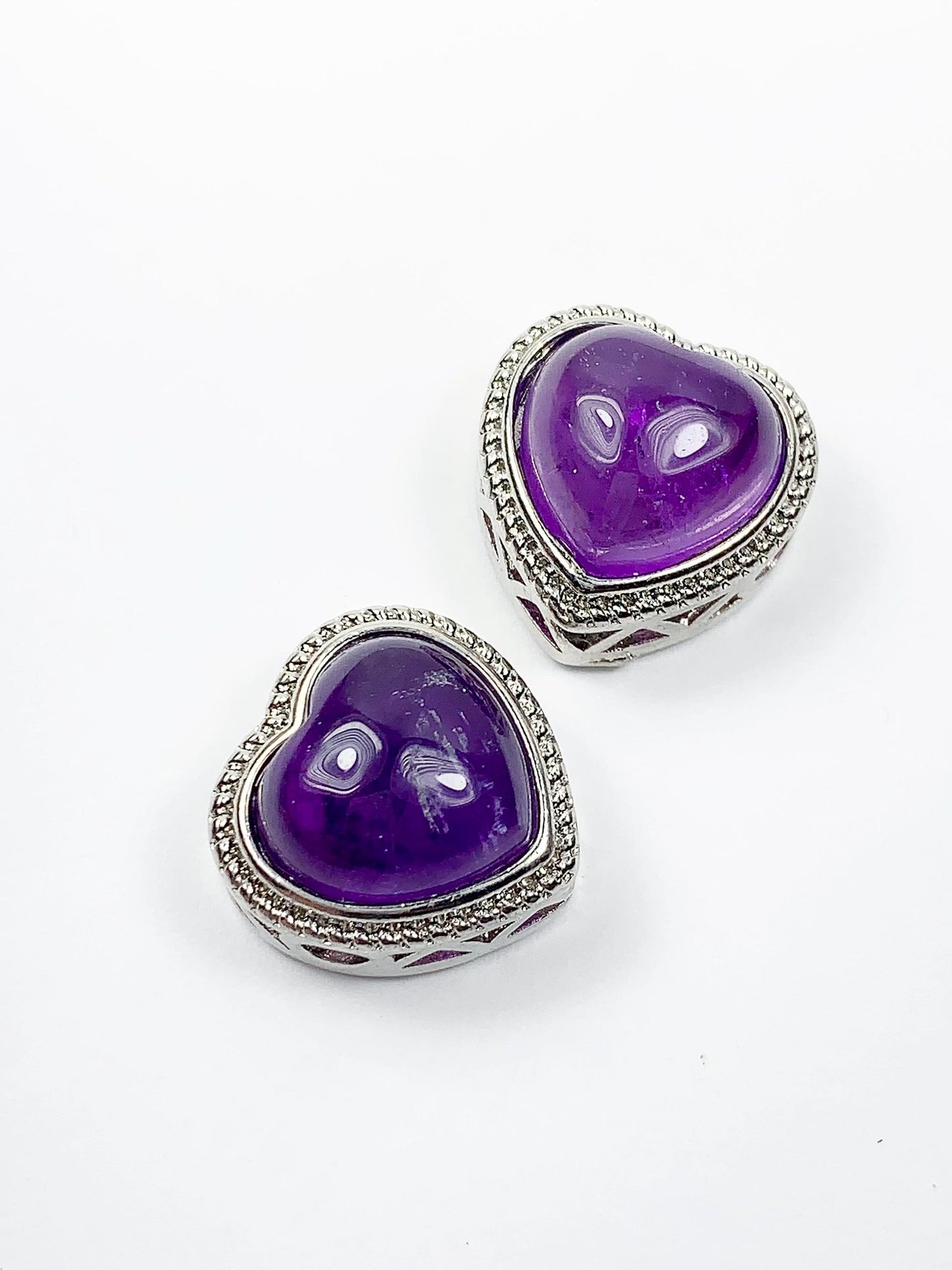 18mm Genuine Natural  purple Amethyst DIY Beads Loose Gems Gemstone heart cut