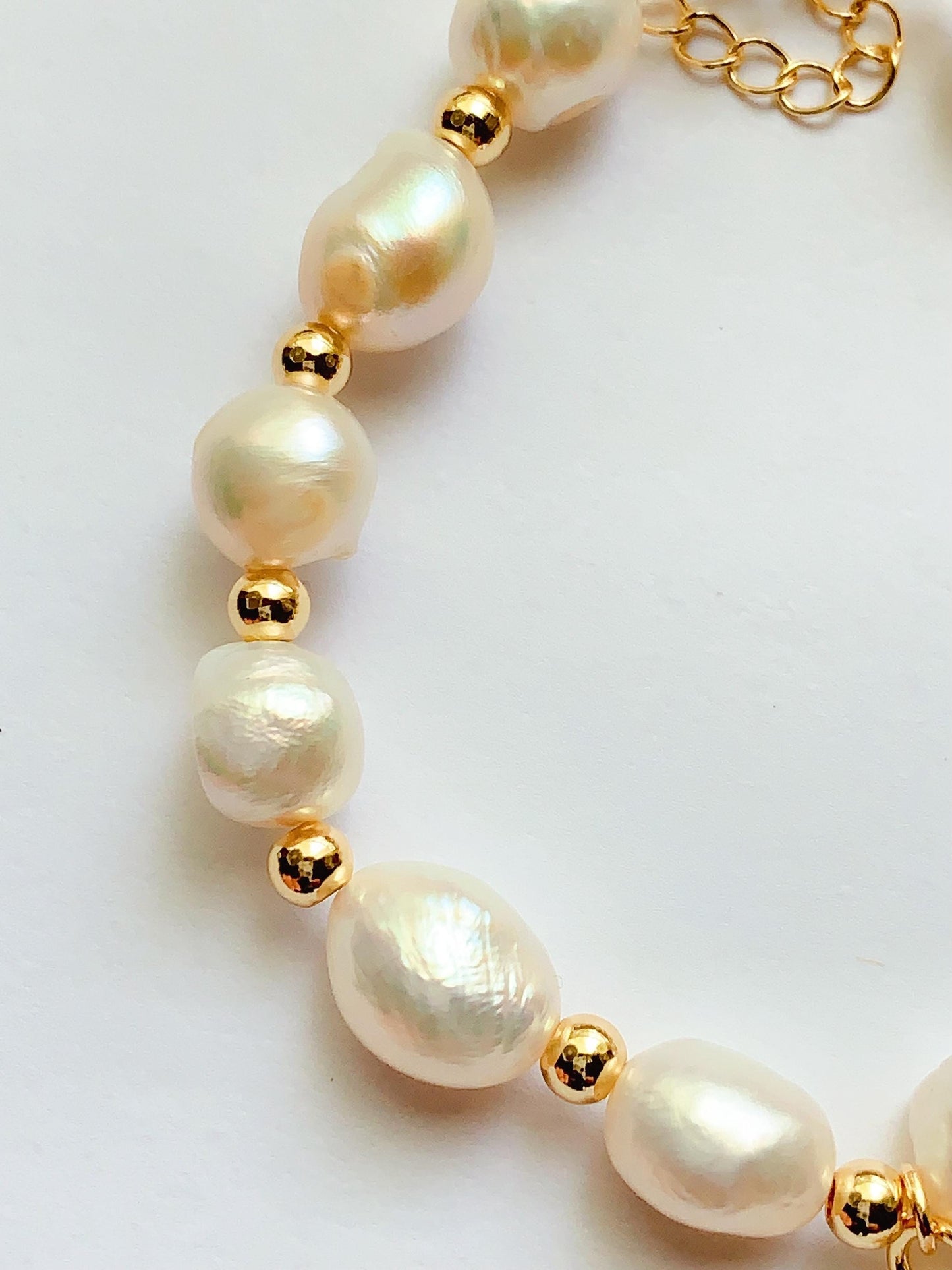 14K Gold Filled Pearl Jewelry Set: Cross Bracelet & Earrings