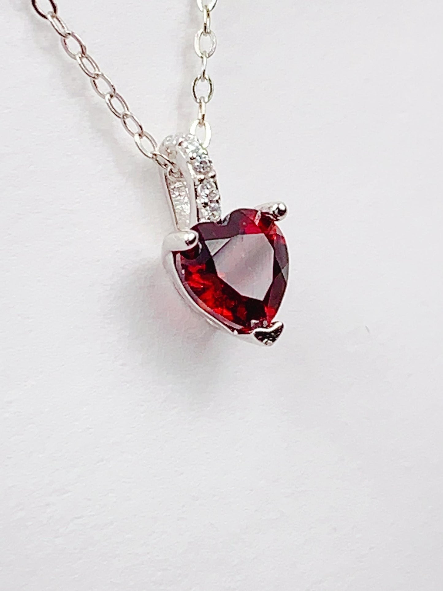 Red Garnet Heart Pendant Necklace: 18K Gold Plated Sterling Silver