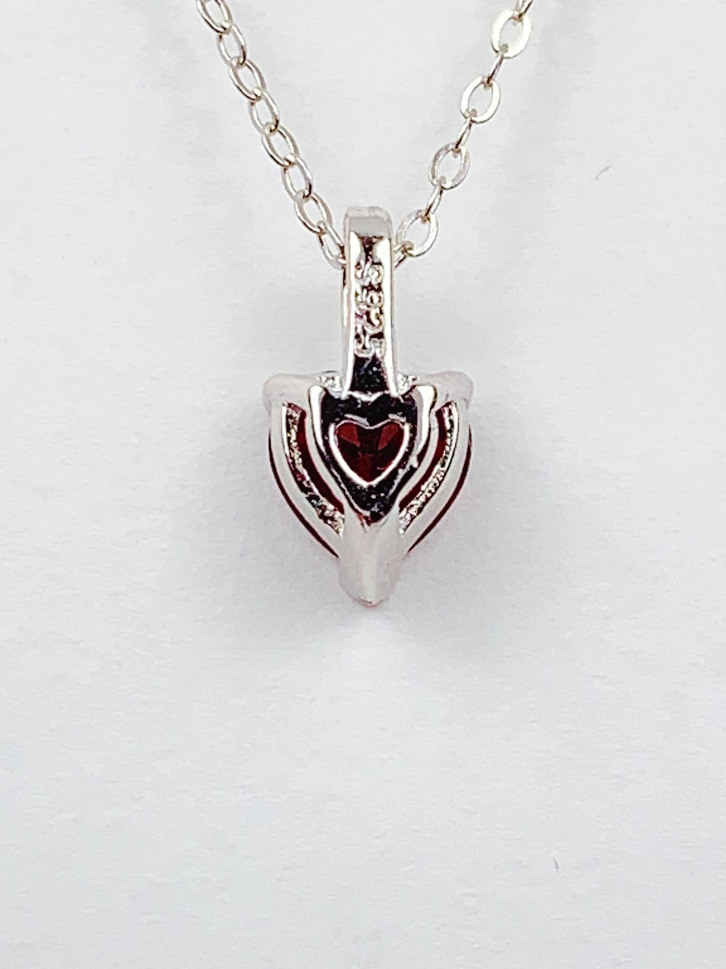 Red Garnet Heart Pendant Necklace: 18K Gold Plated Sterling Silver