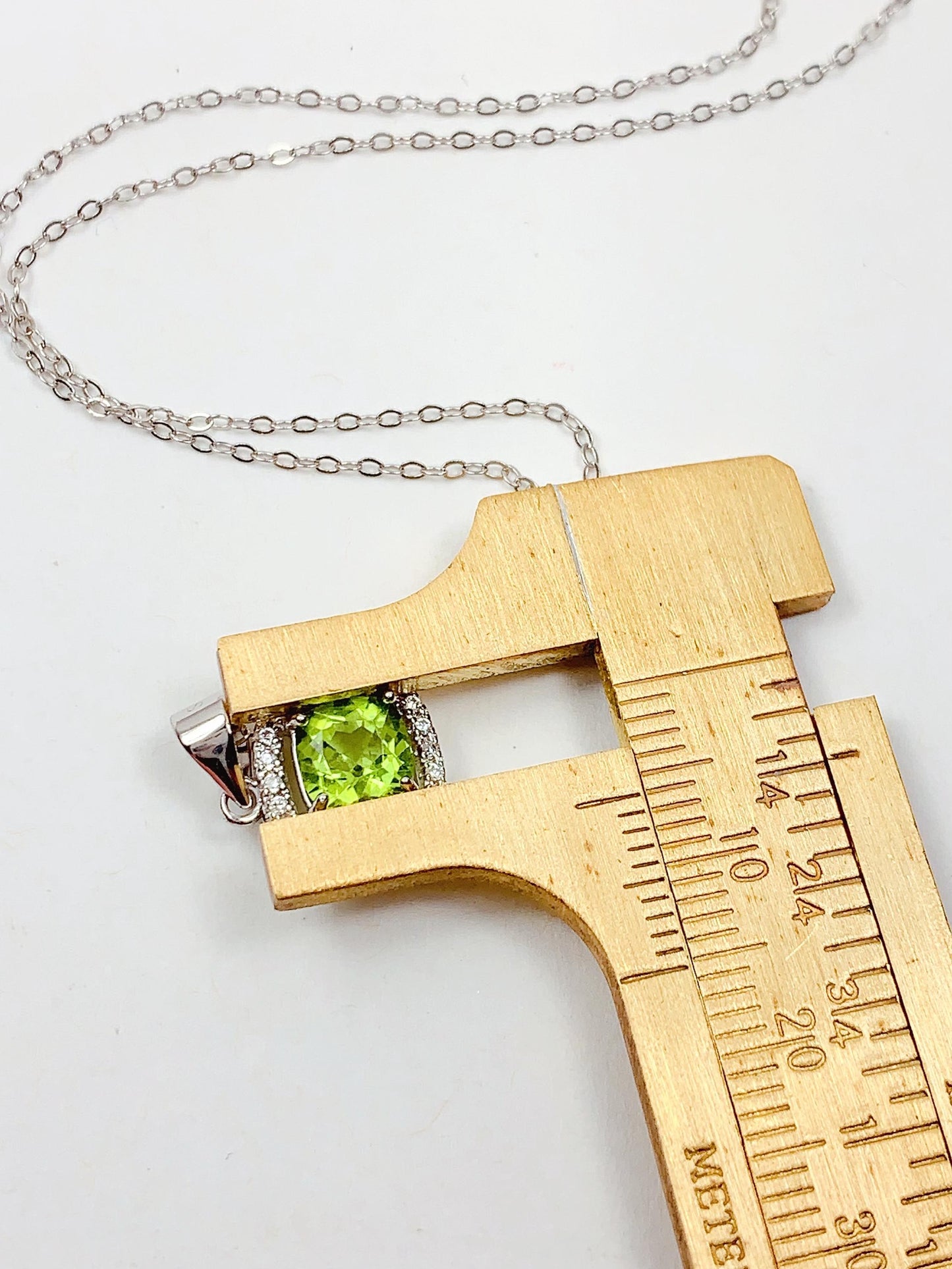 Peridot Sterling Silver Necklace: Gold Plated, Square Cut Gemstone