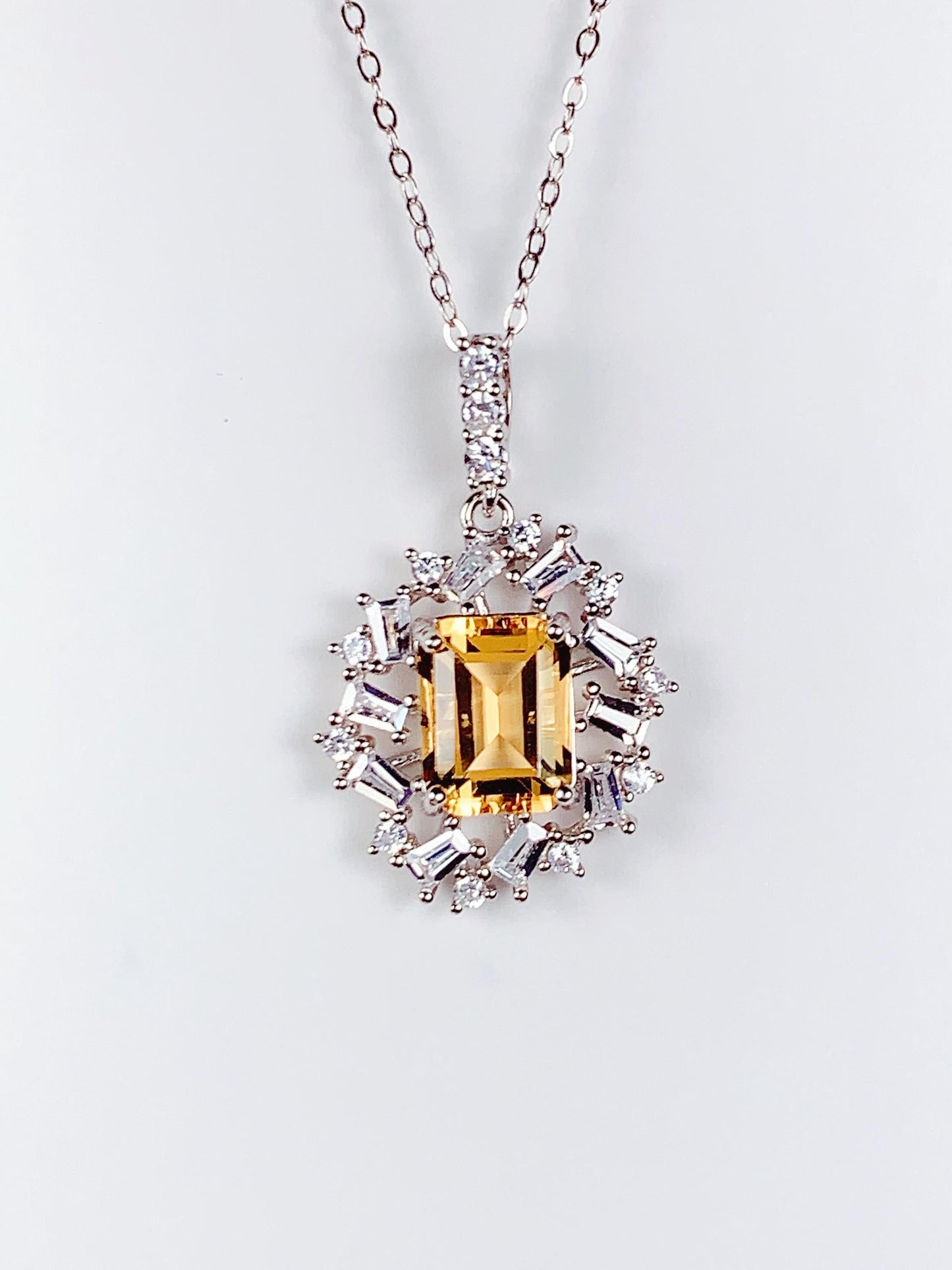 Citrine Necklace: 18K Gold Plated Sterling Silver Pendant
