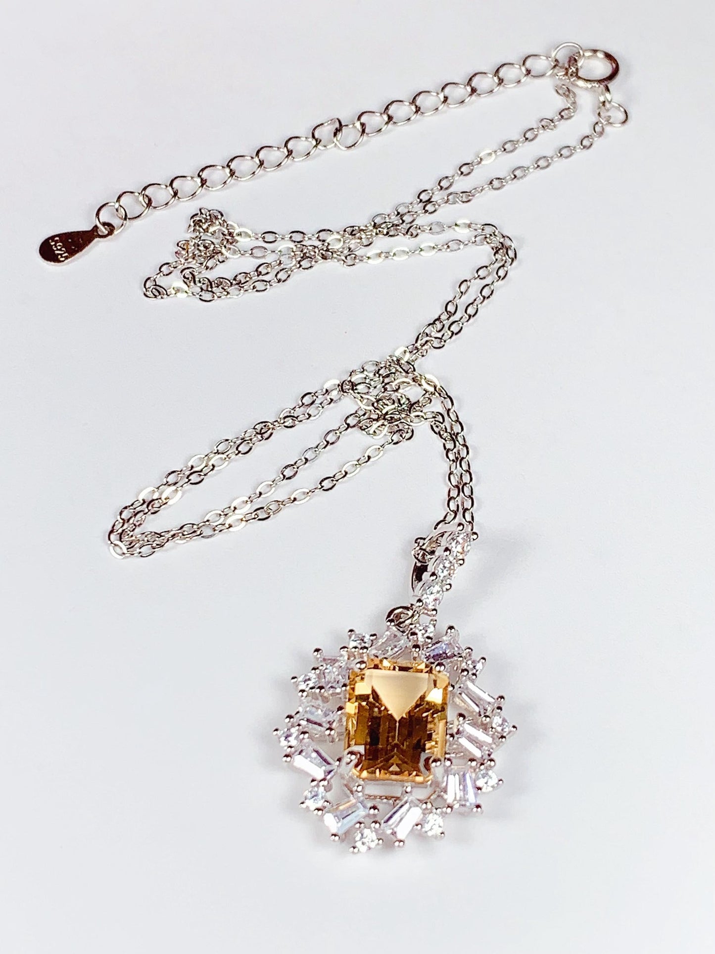 Citrine Necklace: 18K Gold Plated Sterling Silver Pendant