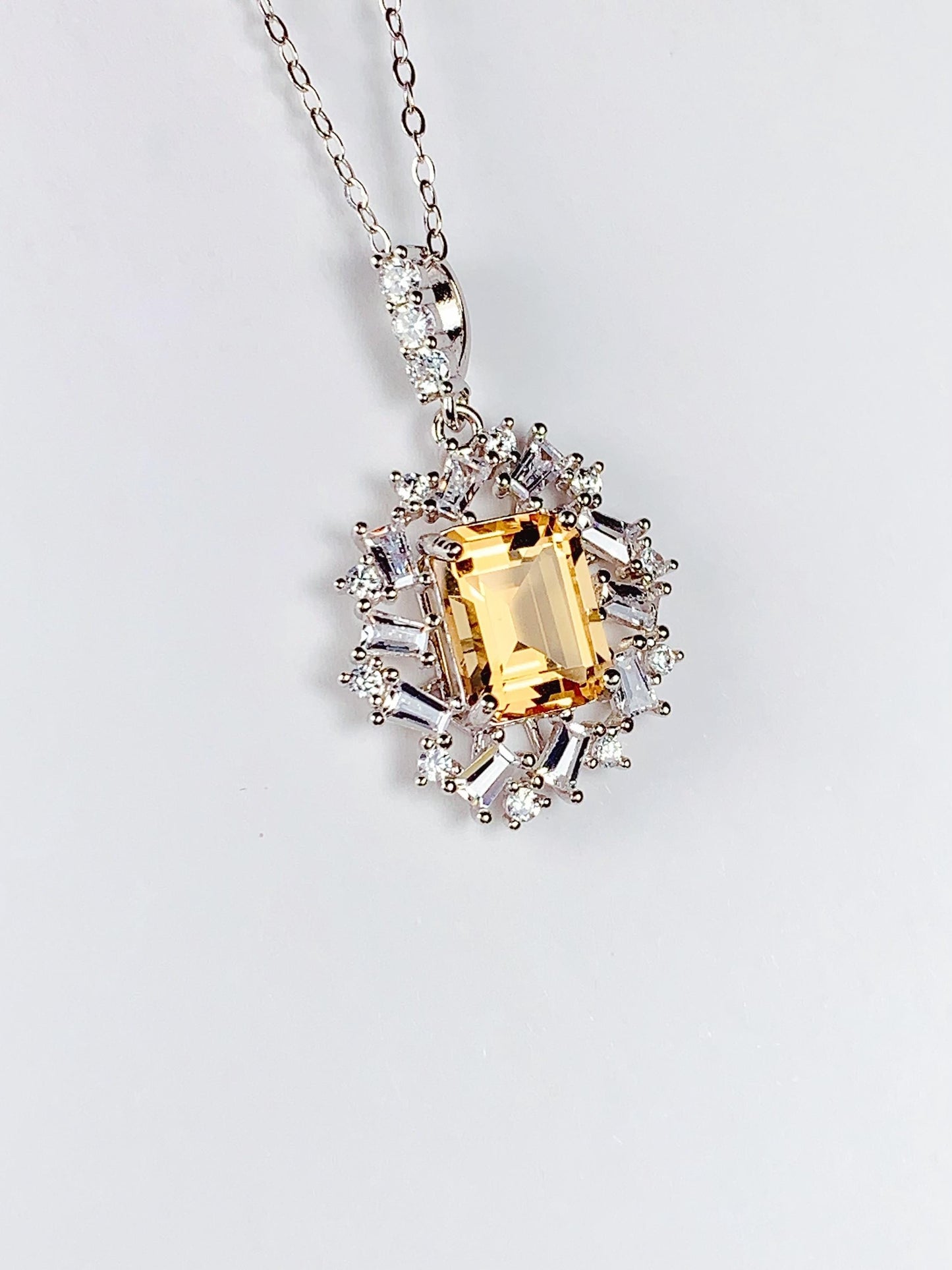 Citrine Necklace: 18K Gold Plated Sterling Silver Pendant