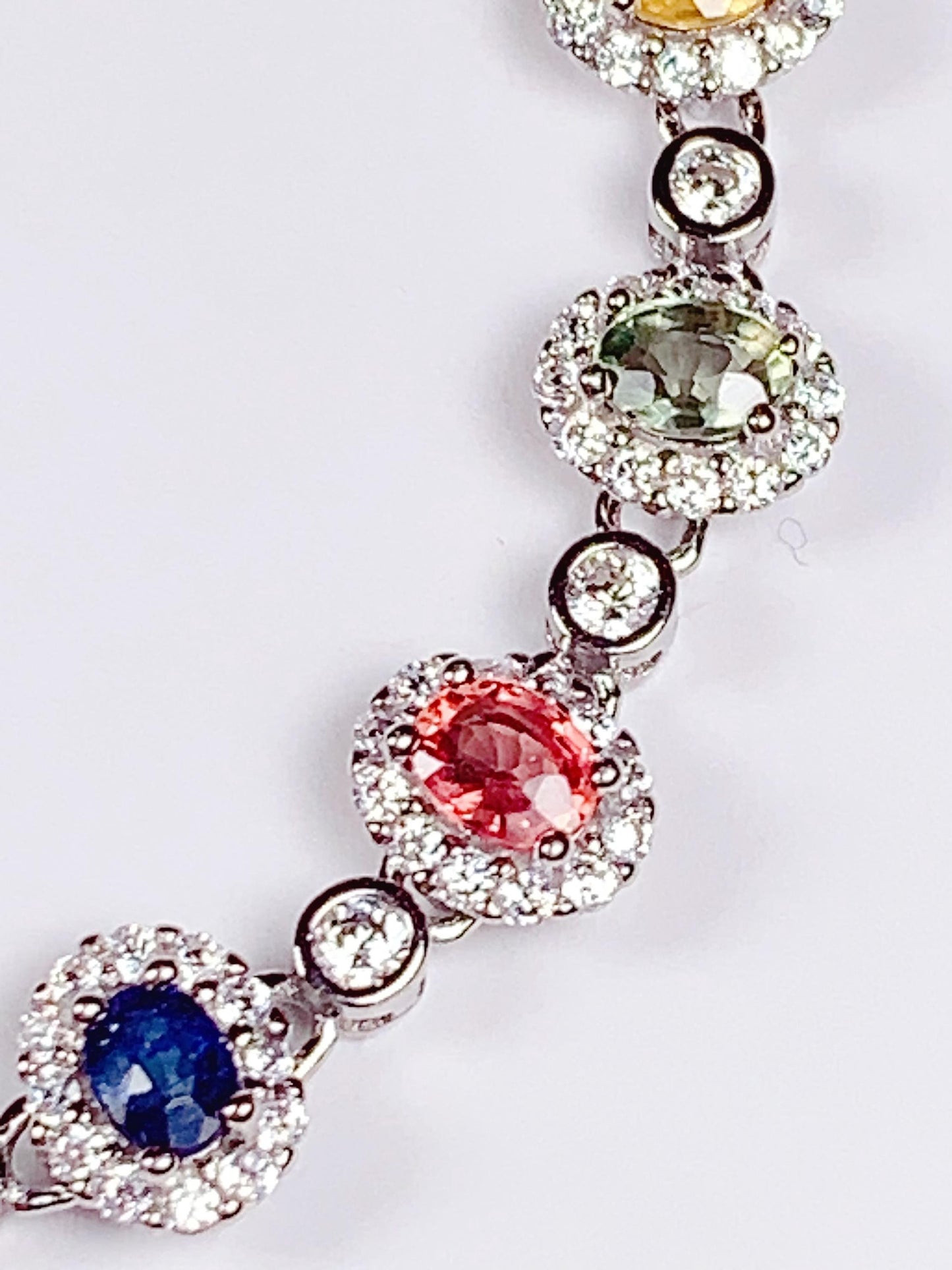 Rainbow Sapphire Bracelet: 18K White Gold Plated Sterling Silver