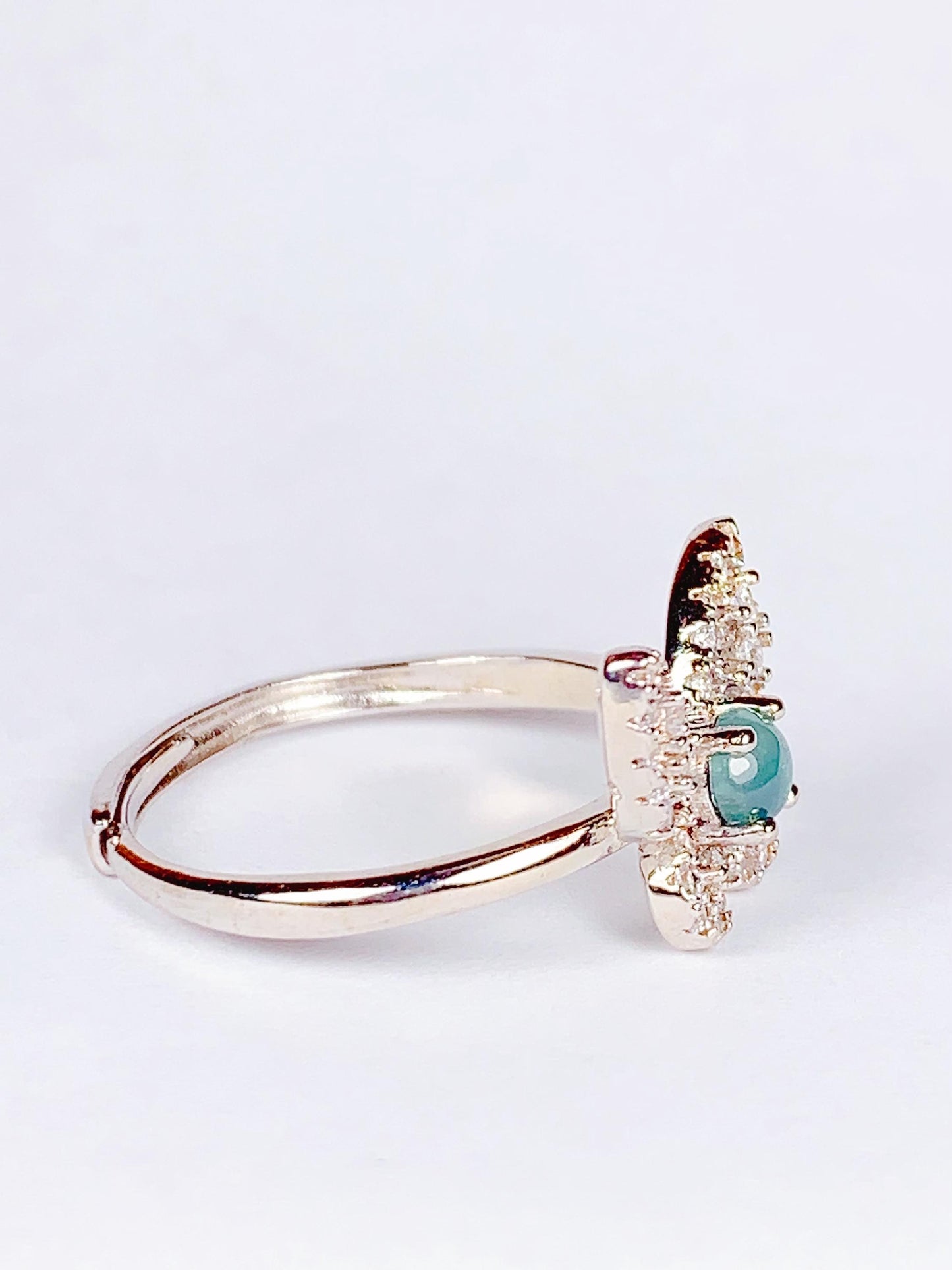 Butterfly Jade Ring: 18K Gold Plated Sterling Silver