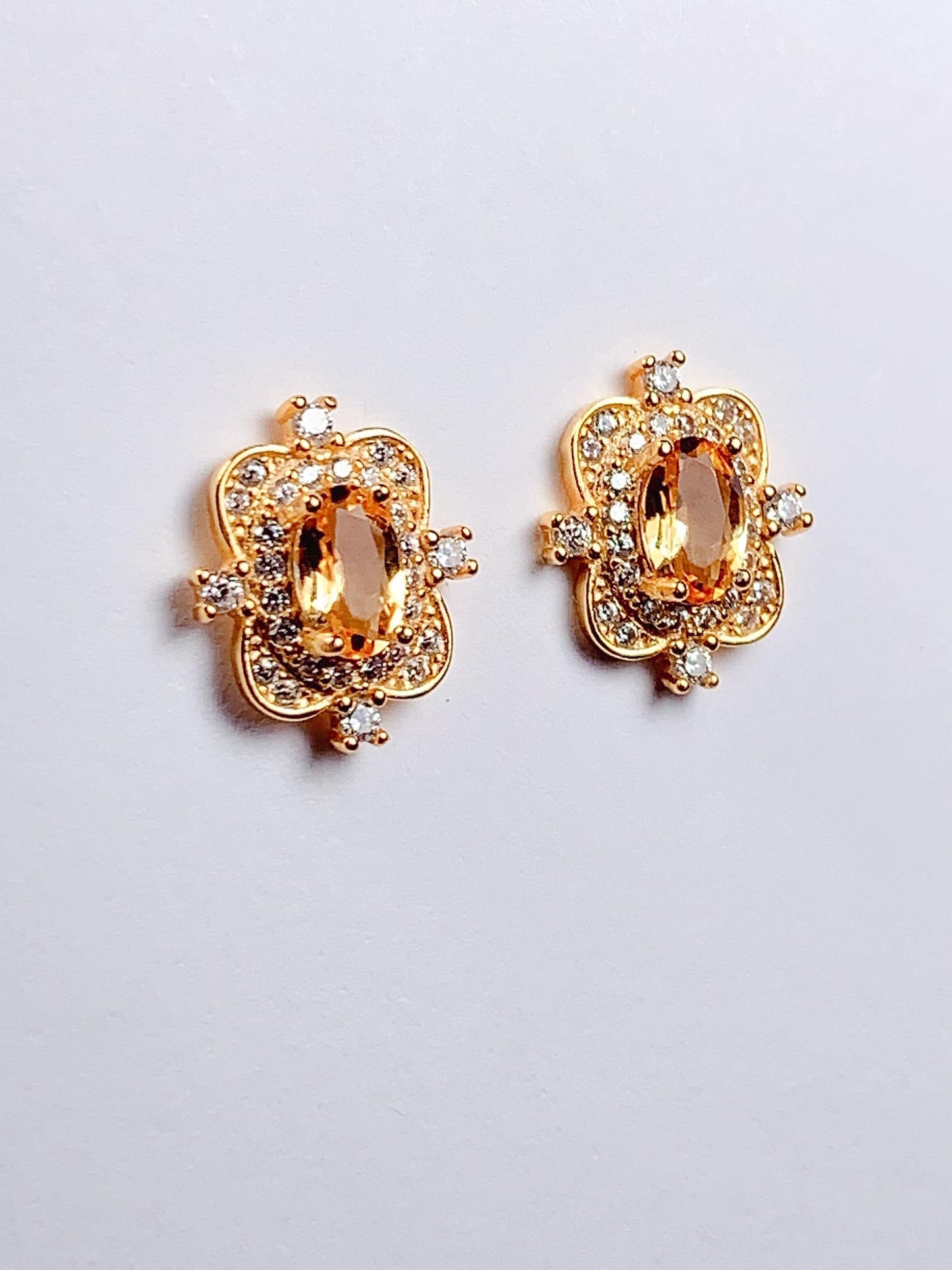 Citrine Earrings: 18k Gold Plated Sterling Silver Studs