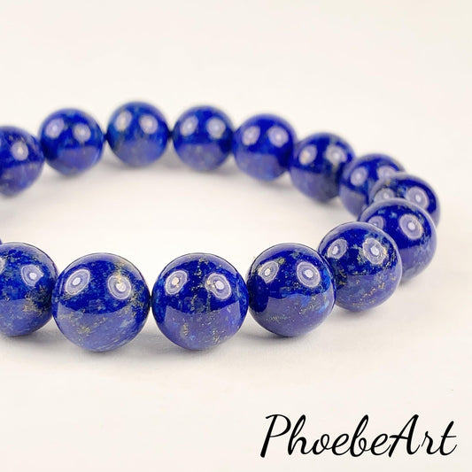 No Dyed Good Quality Natural Lapis Lazuli Stretch Bracelet: Blue Gold Gemstone